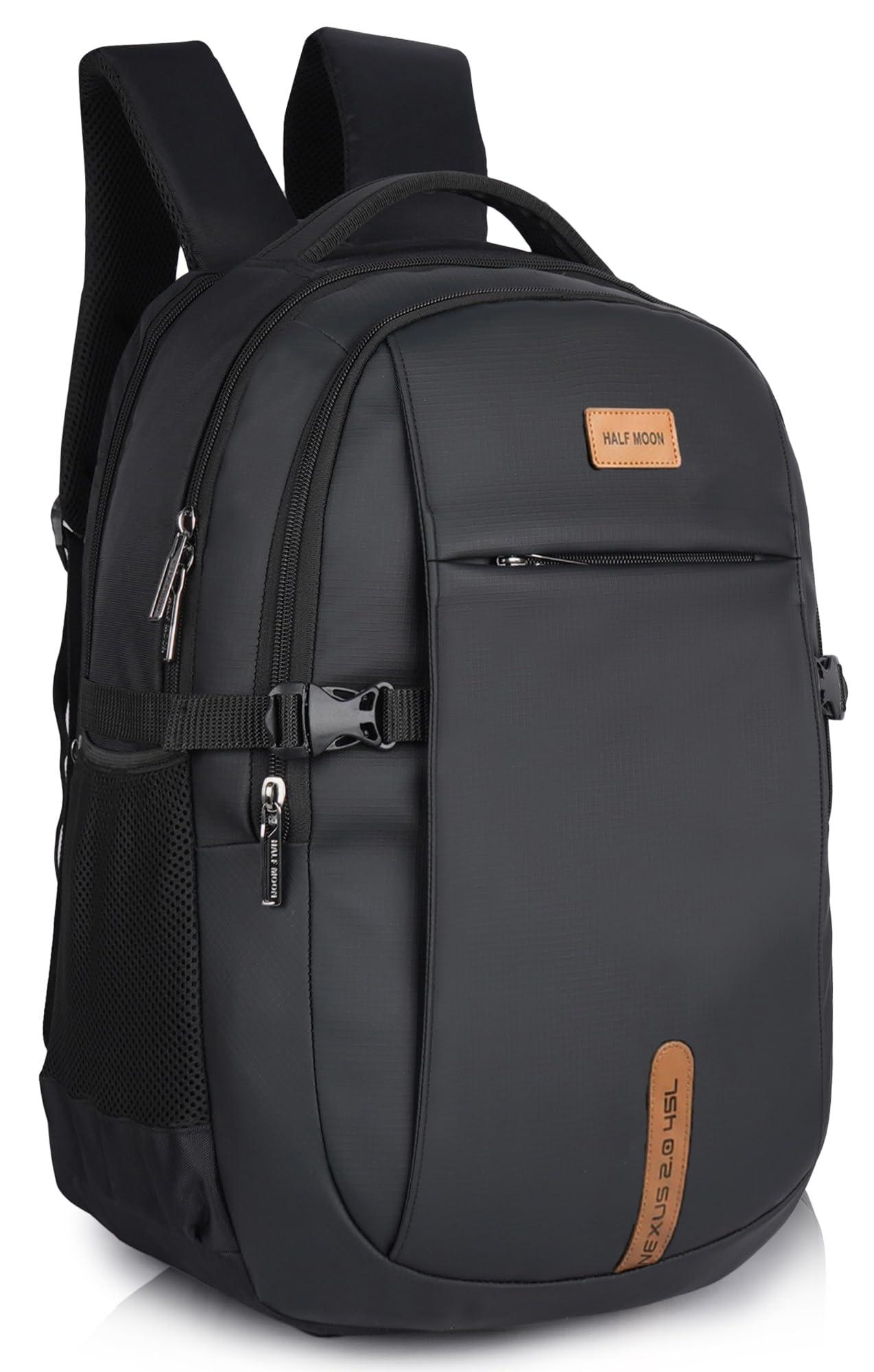 Half Moon Nexus 45L Laptop Bags for Men Office Use | Business Backpack Bags for Women | School Bag for Boys | 15.6" Laptop Bags for Women Office use | Office Bag for Man | Travel Bag for Man (Black)