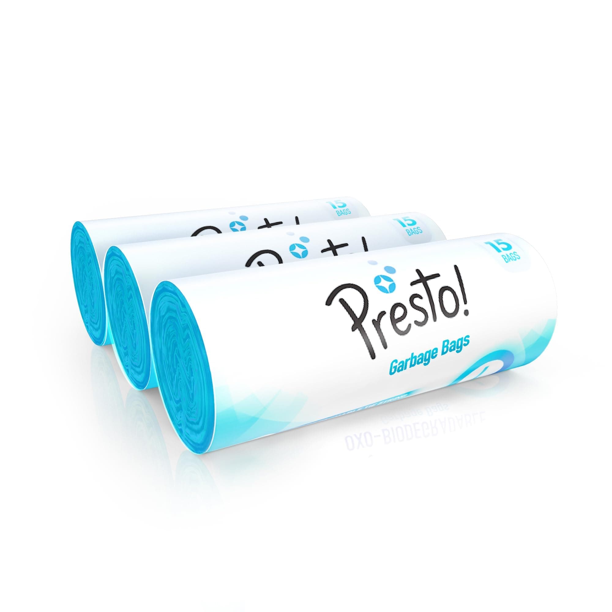 Amazon Brand - Presto! Garbage Bags | Large | 45 Count | 15 Bags X 3 Rolls | 24 X 32 Inches | For Dry Waste | Blue