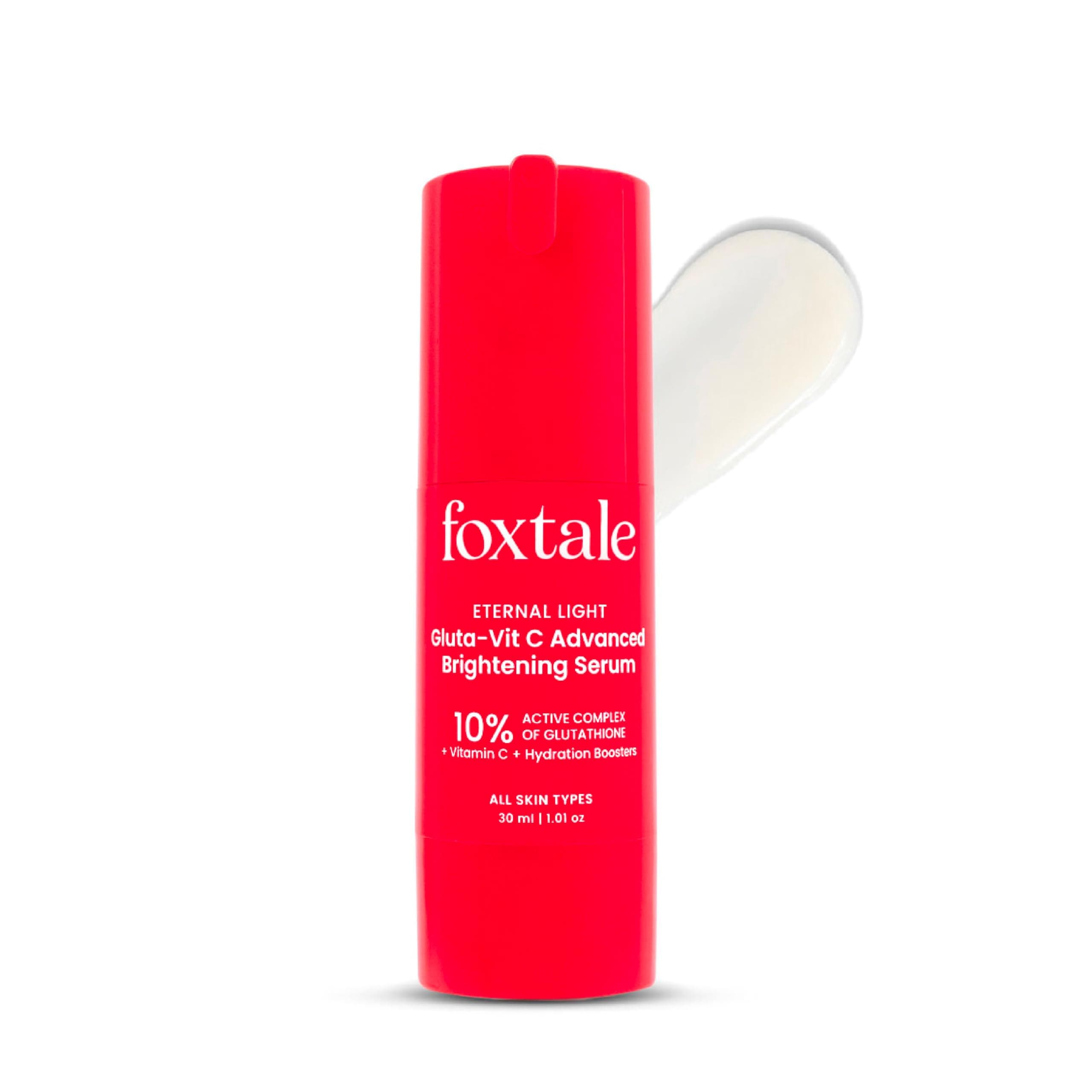 Foxtale 10% Vitamin C-Glutathione Brightening Face Serum for Glowing Skin, Treats Dark Spots, Pigmentation & Dullness, Beginner & Sensitive Skin Friendly | All Skin Types | Women & Men | 30ml
