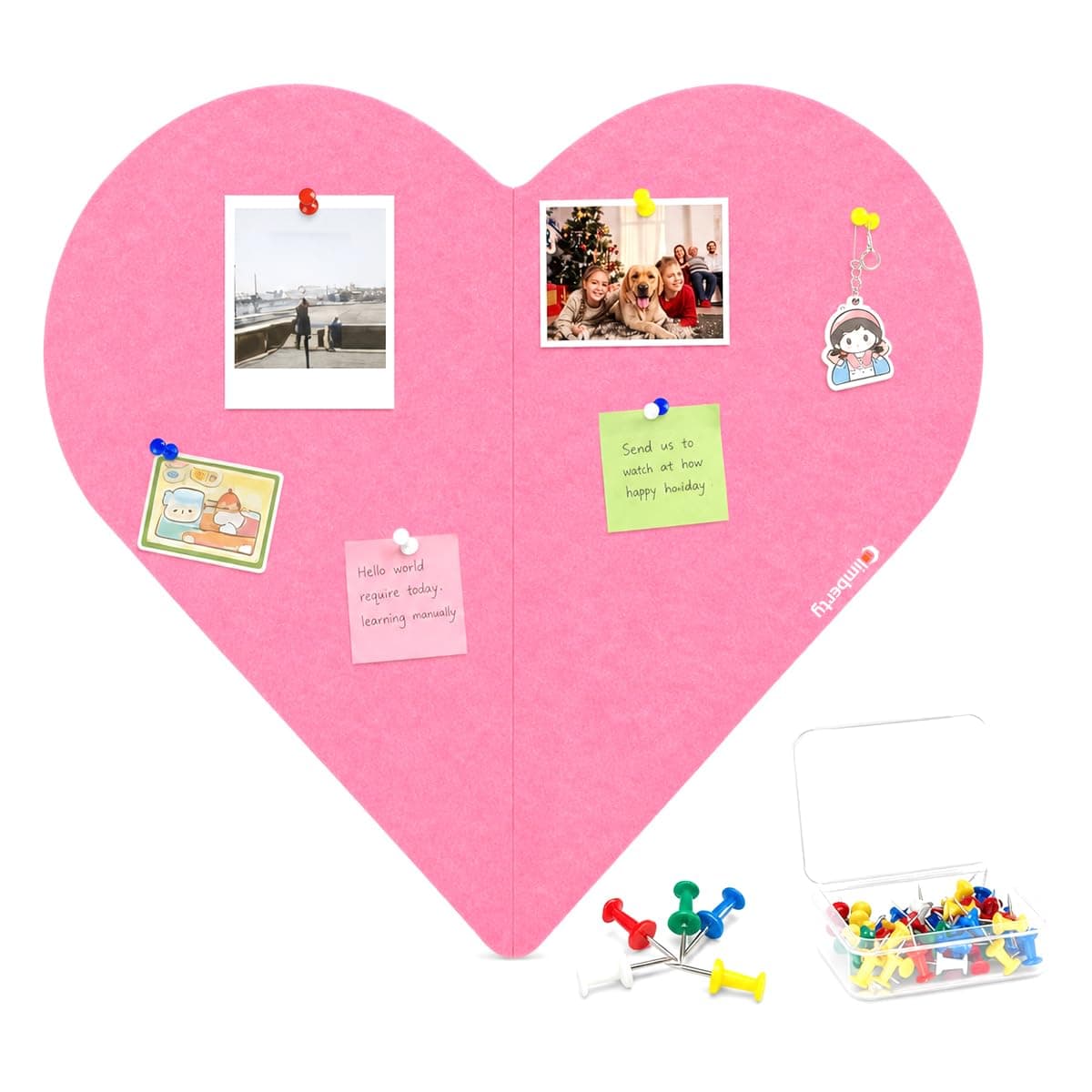 Climberty Heart Shaped Felt Pin Board 90×60cm, Photo Memo Display