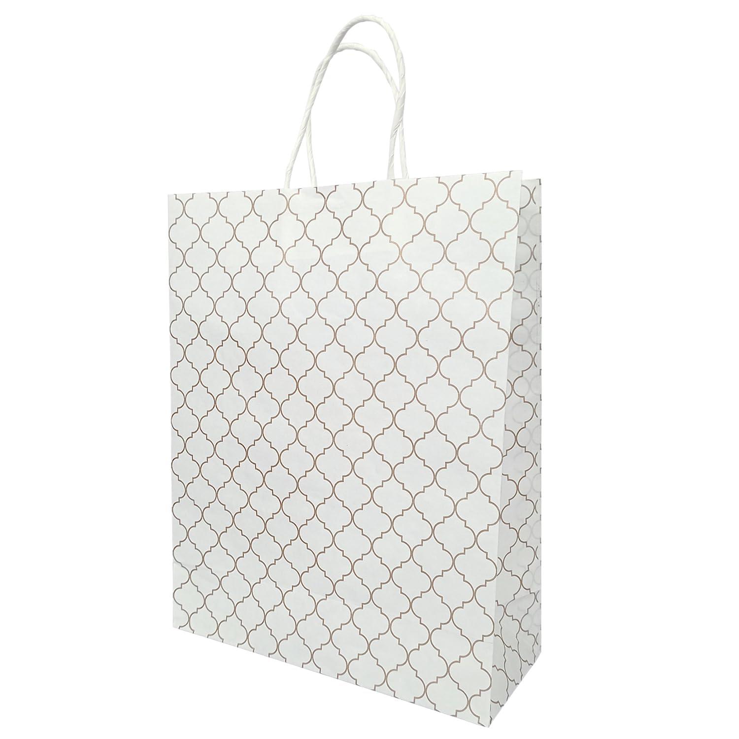 Aakriti Craft Paper Bags, Carry Bag For Wedding Party Craft Retail Packaging, Recycled Twist Handles Colorful White Small Gift Bags Shopping Bags (30 PCS)