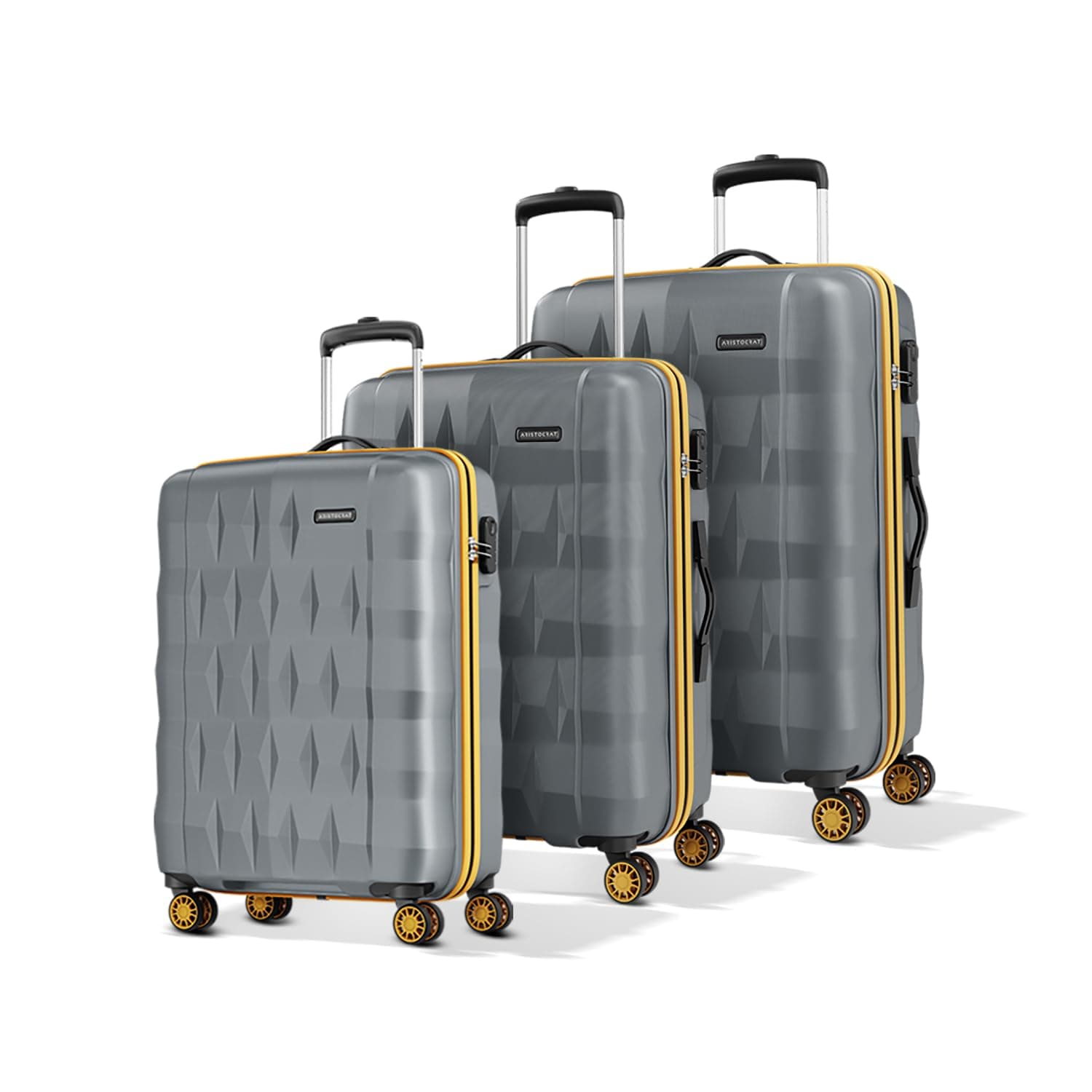 Aristocrat Comet Set of 3 (Cabin+Medium+Large) Hard Case Trolley Bags, Grey