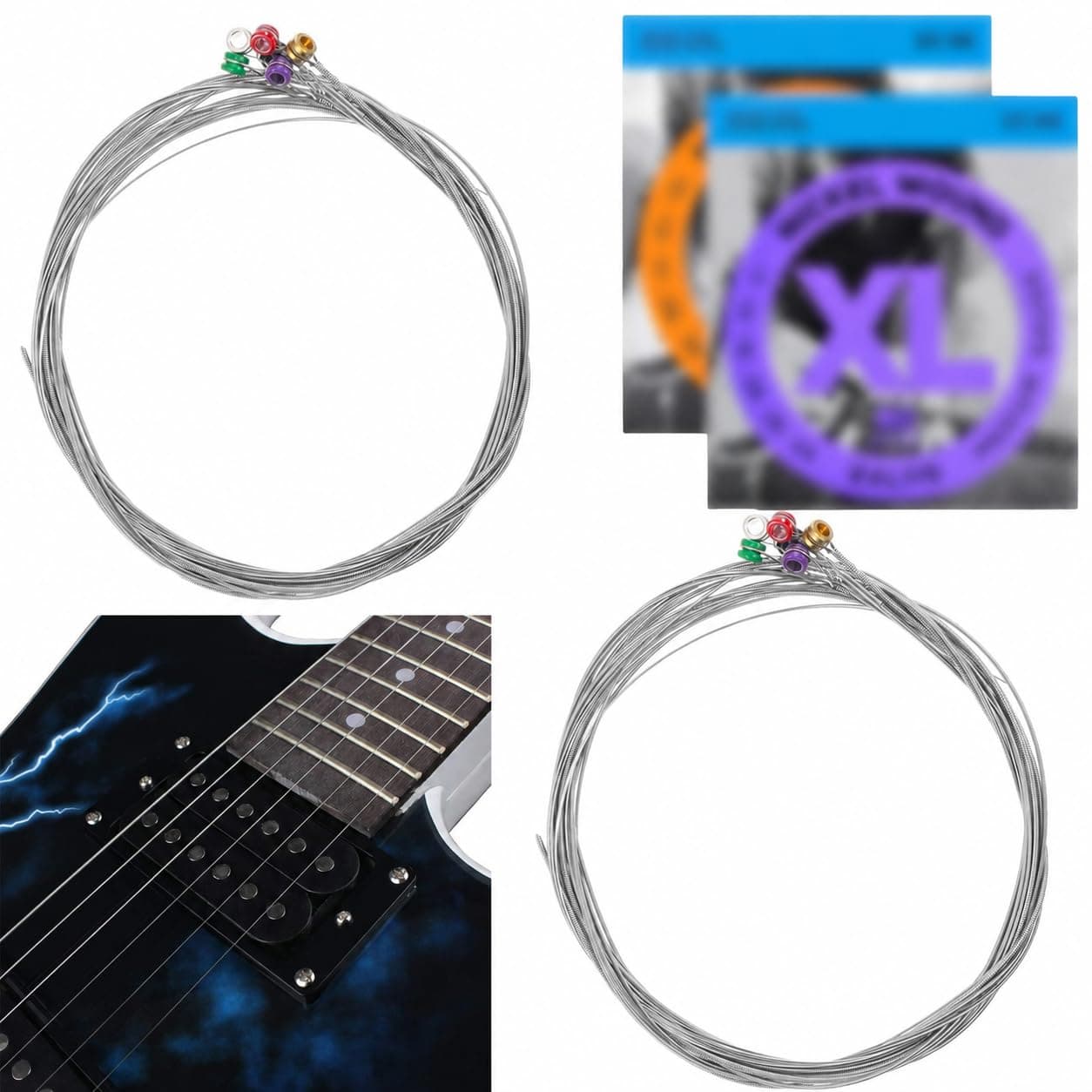 CoolShef Electric Guitar Strings Set, 2 Pack (10-46 & 11-49), Nickel Plated Steel | Bright Tone Round Wound, Guitar Strings Set Electric for 6-String