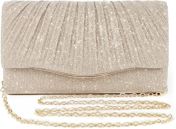 Lyrovo Women Clutch Purse Formal Dressy Evening Clutches Handbags Crossbody Bag for Wedding Cocktail Prom Party Elegance Charm, Champagne
