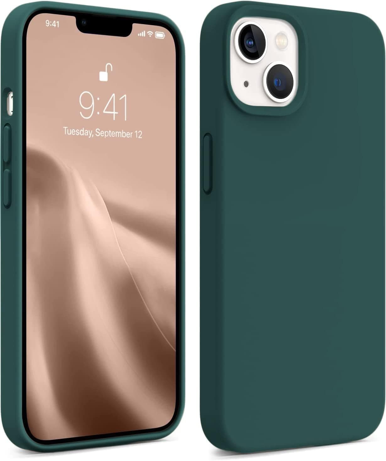 DIZORO® Compatible with iPhone 13 Case, Liquid Silicone Case, Full Body Protective Cover, Shockproof, Slim Phone Case, Anti-Scratch Soft Microfiber Lining, (6.1 inch Forest Green)
