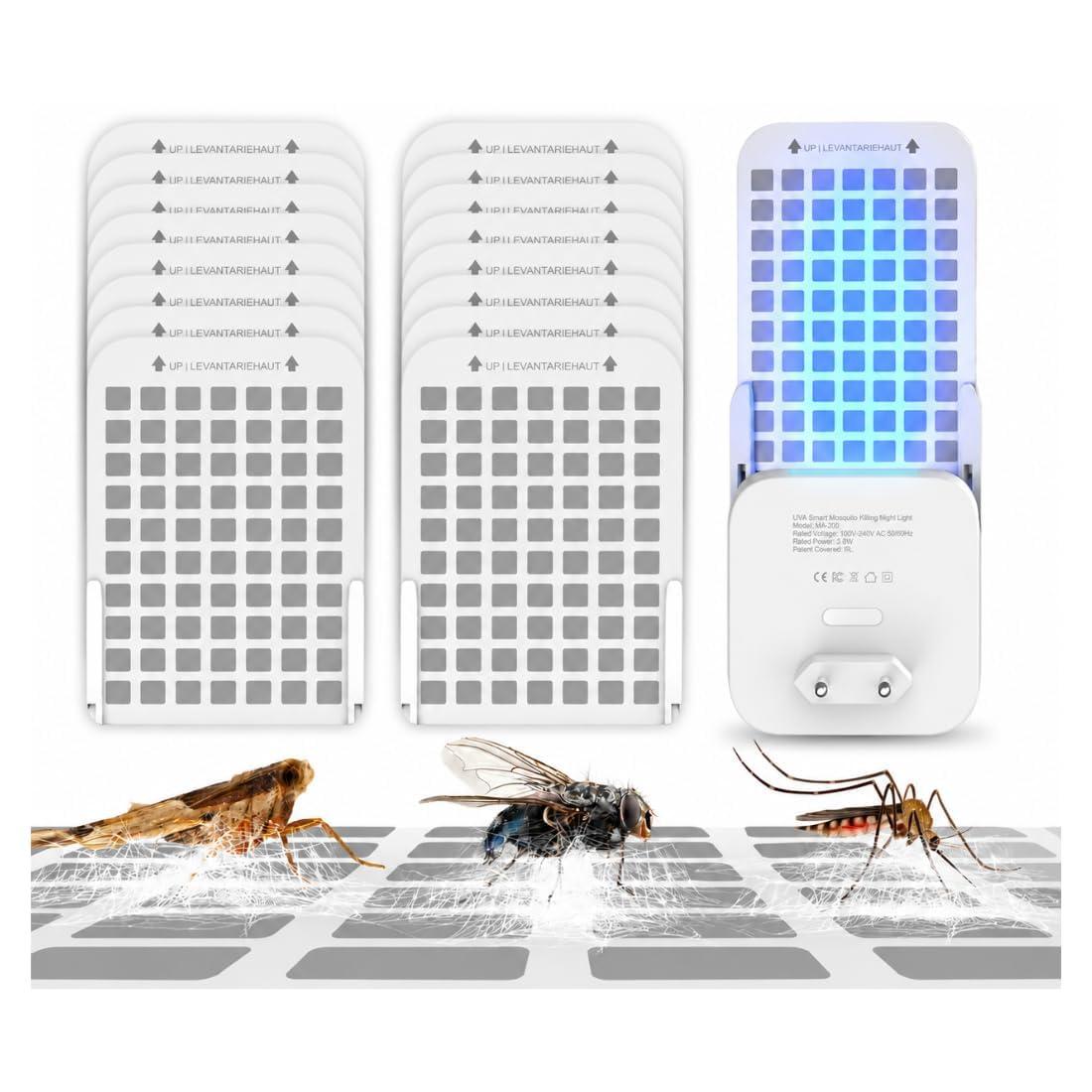 Zero mosquitoes UVA Mosquito Smart Trap Device, Indoor Mosquitoes Catcher with 365/395 uva LED Light, Electronic Bug Zapper, Mosquito Killer lamp for Home. (15 Glue pad)
