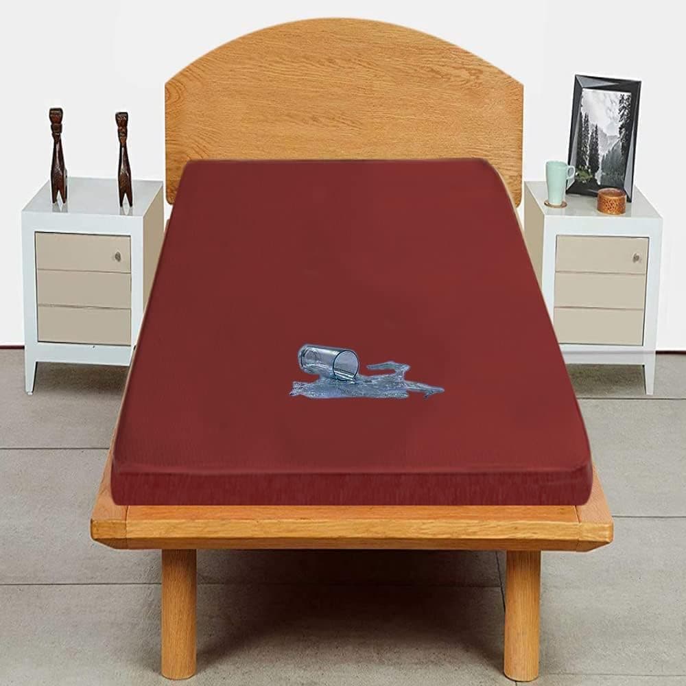 Trance Cotton Feel Terry Ultra Soft Waterproof Mattress Protector | Breathable - Hypoallergenic Mattress Cover (72x36 inch | 6x3 feet, Maroon - Pack of 1)