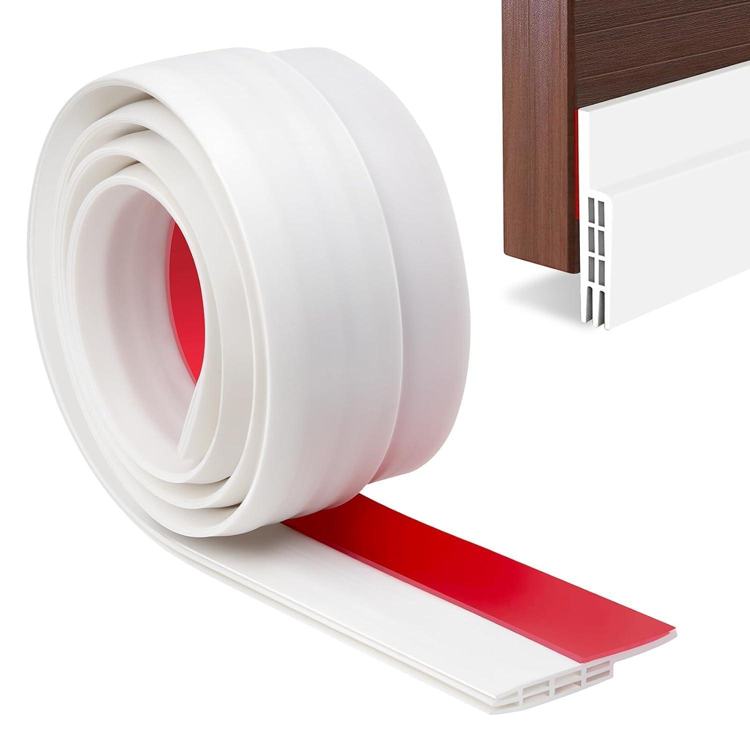 JICOOT Door Draft Stopper | Silicon Door Bottom Sealing Strip | Self Adhesive Door Gap Filler Rubber | Door Bottom Sealing Strip Guard | Protector from Cockroach, Bugs, Air&Dust 1M (White(39 Inch))