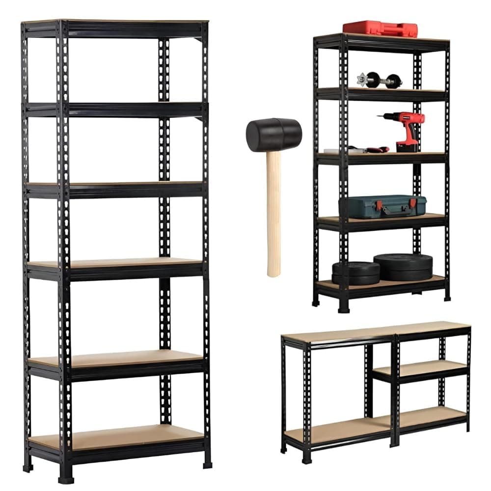STAR WORK Shelving Unit Adjustable Garage Storage Heavy Duty Multipurpose Shelf Warehouse Basement Kitchen Living Room Pantry (6 Shelf)(5’3” x 2’ x 1’ ft = 63 x 24 x 12 INCH - H x W x D)