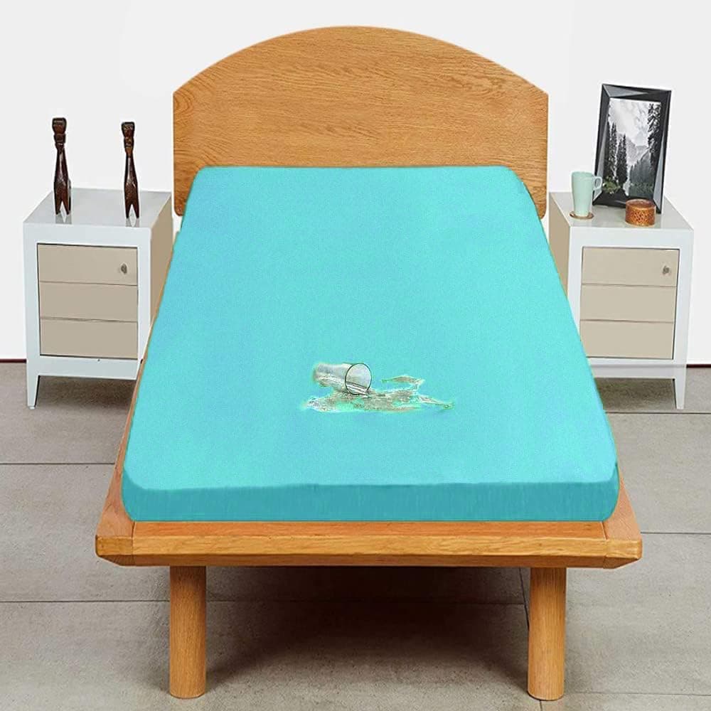 Trance Cotton Feel Terry Ultra Soft Waterproof Mattress Protector | Breathable - Hypoallergenic Mattresses Cover (78x36 inch | 6.5x3 feet, Turquoise - Pack of 1)