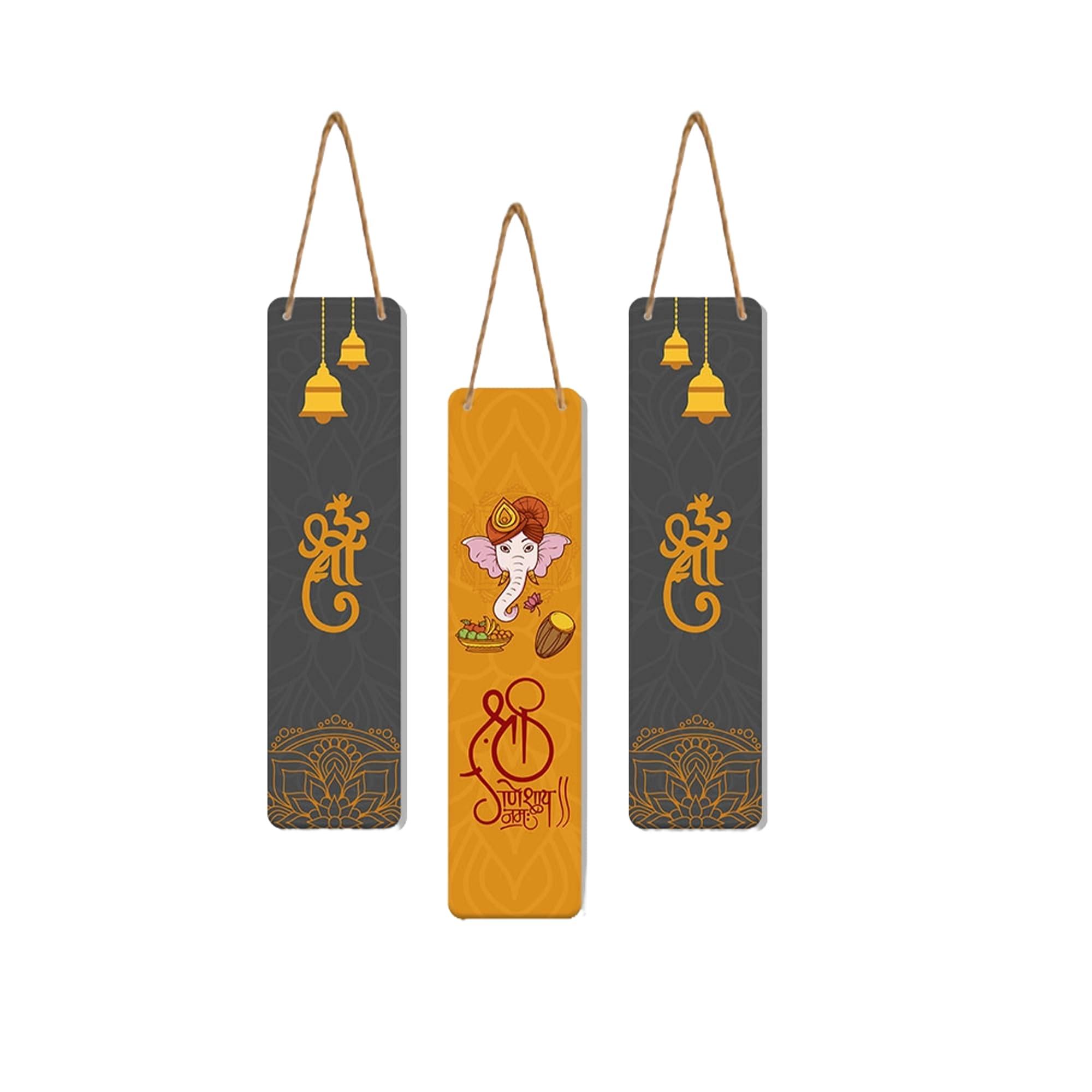 Decor Smart Lord Ganesha Wall Hanging | Ganpati Turban Art with Sacred Shree and Modak Elements |Wooden MDF Spiritual Wall Panel for Mandir | Living Room | Hall & Balcony | House Entrance (DWA_8109)