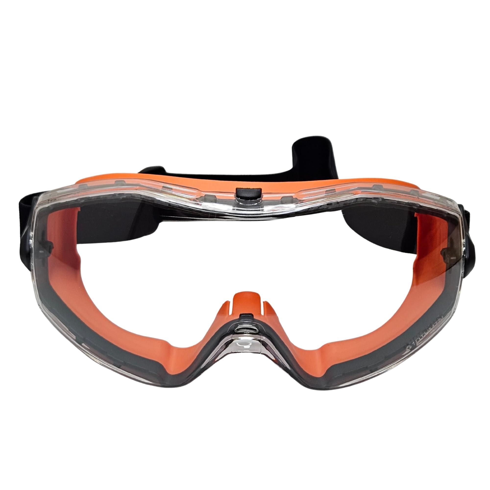 VENUS - E-507 - Safety Goggles - IS 8521-1 & ANSI Z87.1 Approved, Clear Hard Coated Anti-Fog Lens, Protection Against Liquid/Chemical Splash & Dust Particles - Pack of 1