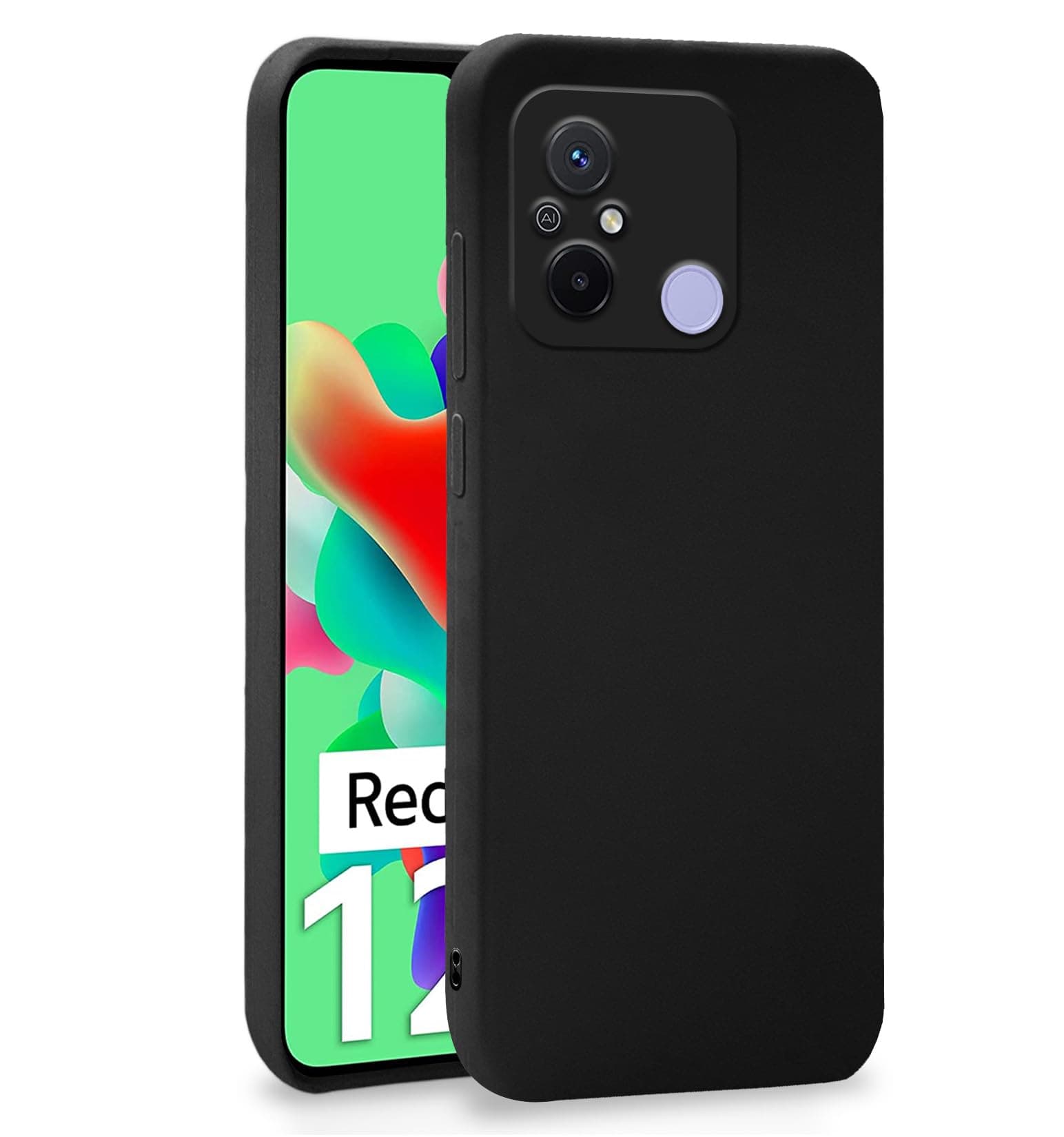 Pikkme Redmi 12C / Poco C55 Back Cover Soft Matte Liquid Silicone TPU | Camera Protection | Shockproof Slim Back Case for Redmi 12C / Poco C55 (Black)