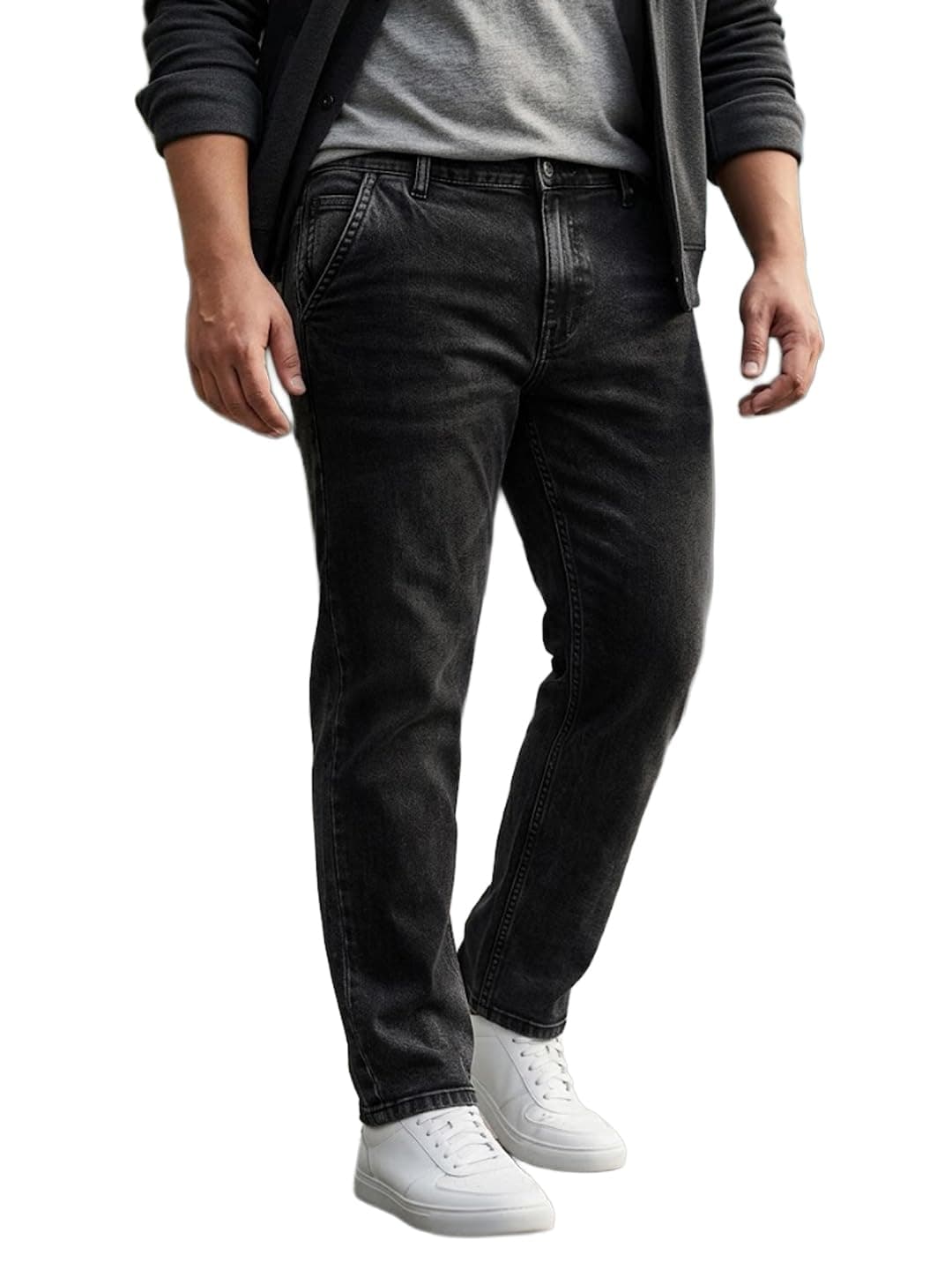 Urbano Plus Men's Black Regular Fit Washed Jeans Stretchable (plusepstowljeanp-black-36)