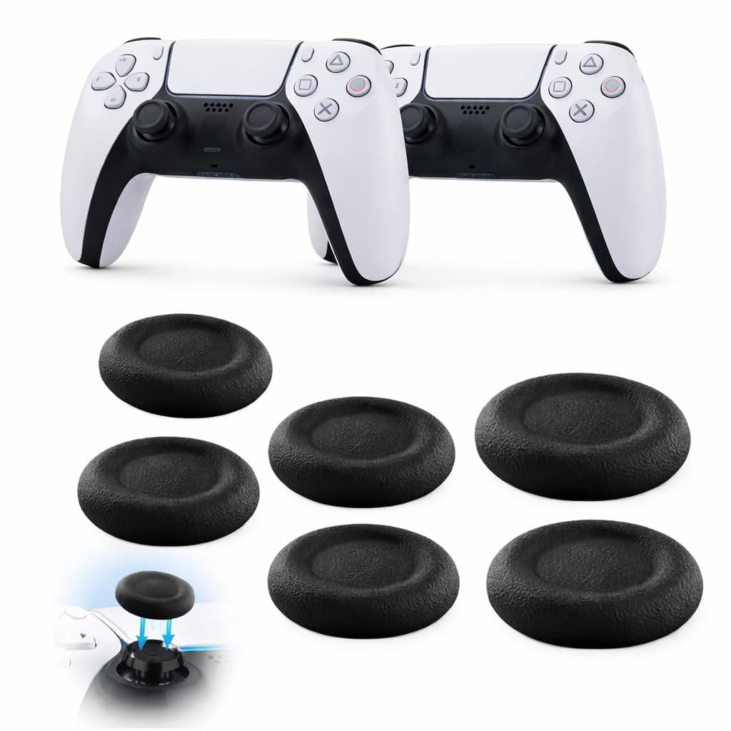 QIQVERT 6pcs ps5 Thumb Grip Joystick Replacement Caps for PS5 Controller Thumb Grips ps5 Joystick Thumb Grip Replacement Cap Repair Accessories Compatible with PS5 & PS4 Controllers Enhanced Grip