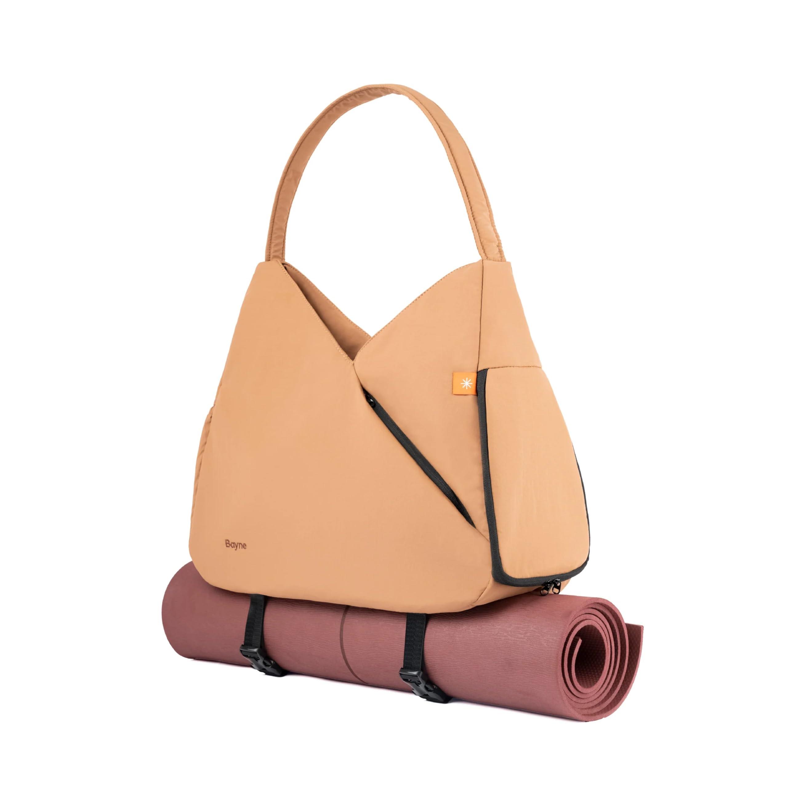 Bayne Duffle Bags for Travel for Women - Multifunctional Gym Bag with Shoe Compartment, Waterproof Day Pack and Adjustable Shoulder Strap, Ideal Gym Bag for Women and Travel Shoulder Bag (Mocha)