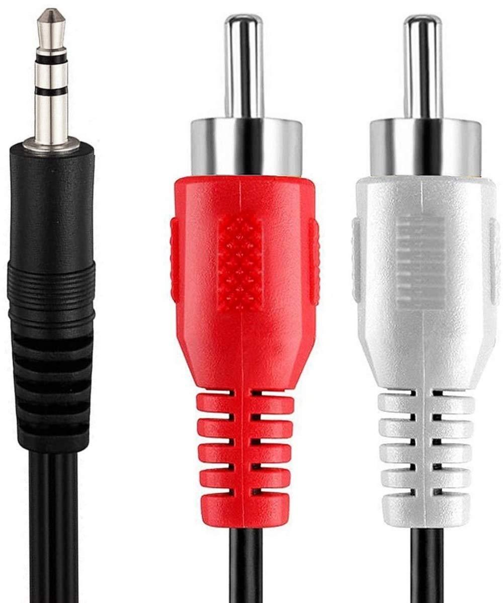 FEDUS 3.5mm Jack Stereo Audio to 2 RCA Cable - AV Video TV-Out Speaker Amplifier Connect TRS 3-Pole Plug to Dual RCA - 1.5M