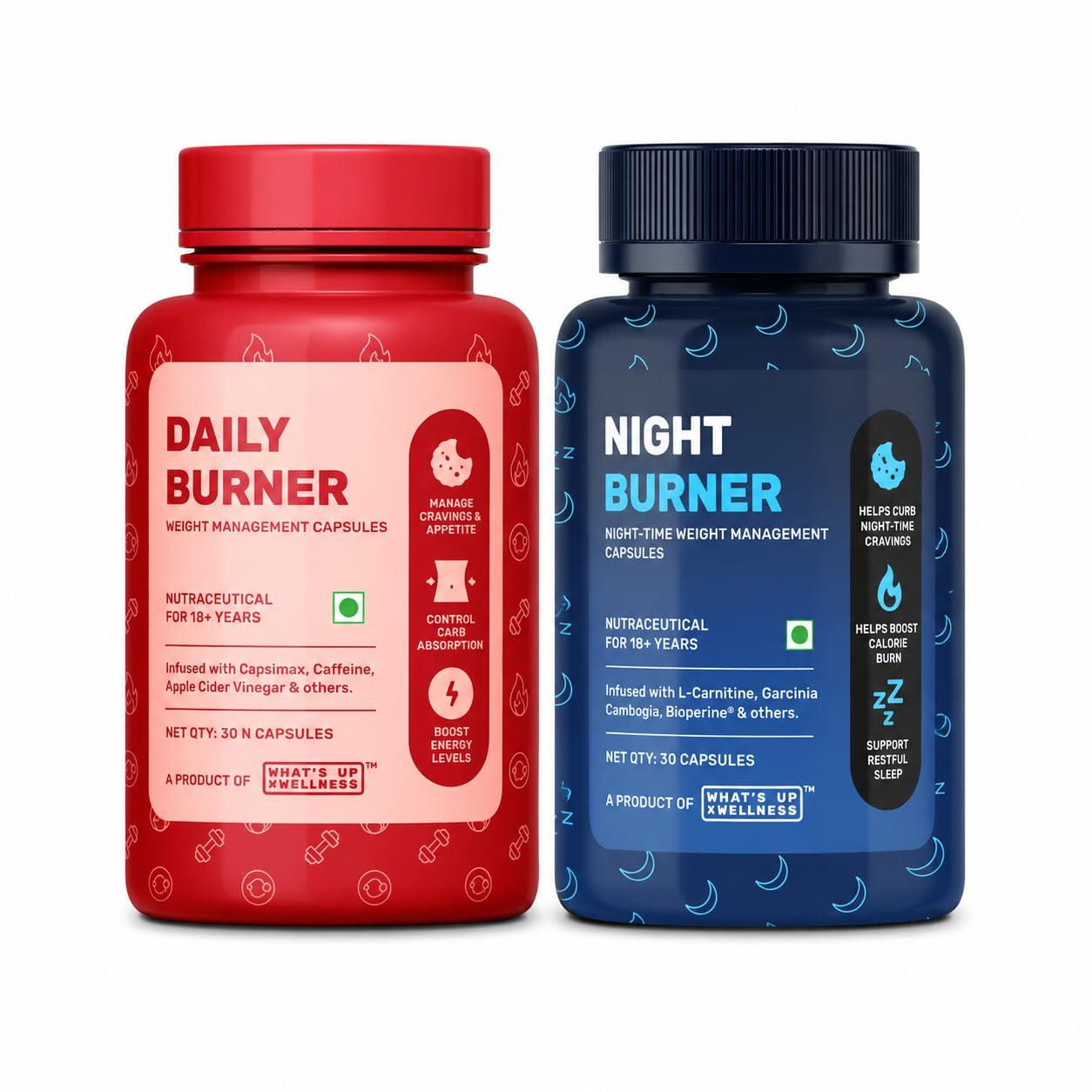 What’s Up Wellness Daily + Night Burner Combo | GLP1 for Weight Loss, Boosts Metabolism and Curbs Cravings | 24-Hour Weight Management | Burn Fat Day & Night