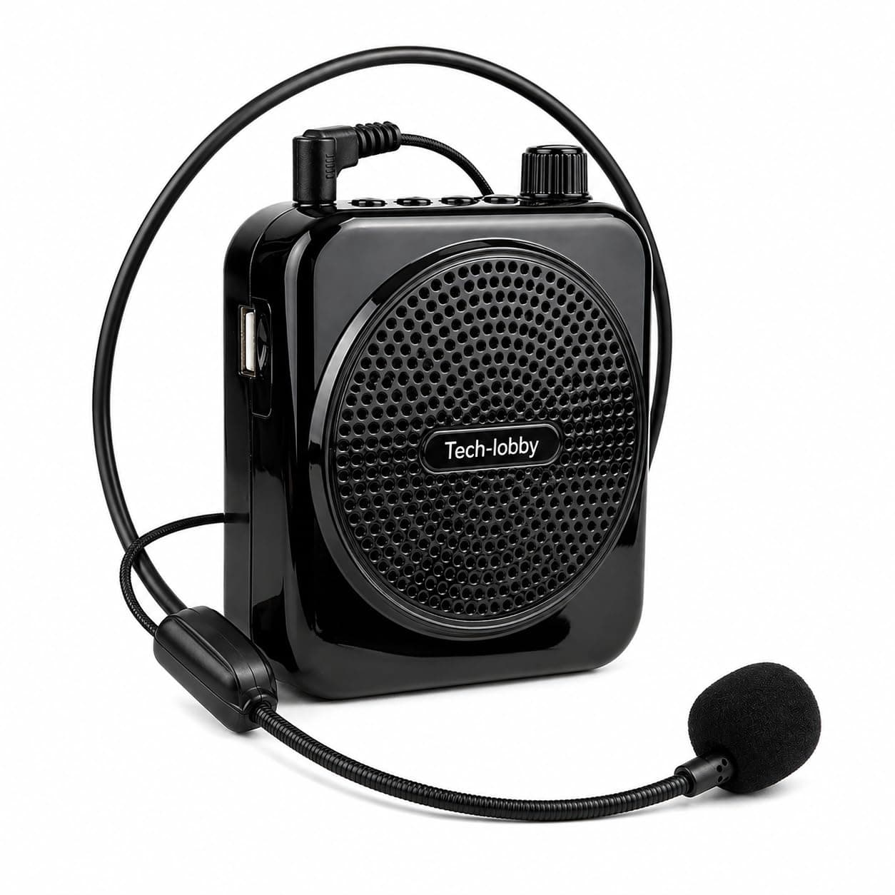 Tech-Uniuqe Voice Amplifier with Belt Portable Rechargeable Bluetooth Speaker with Wired Headset Mic, PA System, Karaoke Singing, Personal Voice Amplifier for Teachers, Guides, Trainer