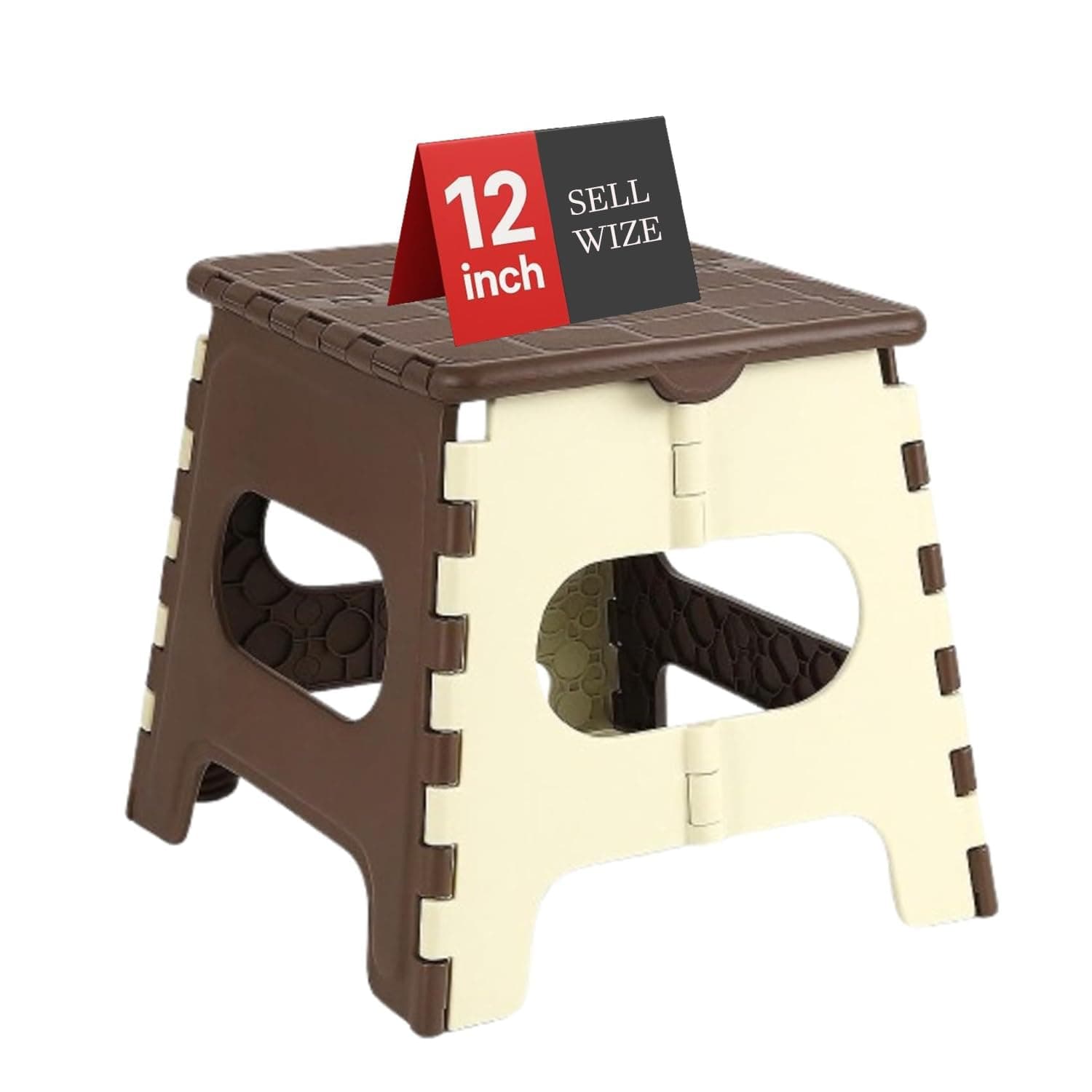 SELLWIZE 12-Inch Super Strong Folding Step Stool for Adults & Kids – Foldable Sitting Stool for Home, Kitchen, Garden, Travel – Durable Plastic Feces for Home Use (12 INCH Stoll)