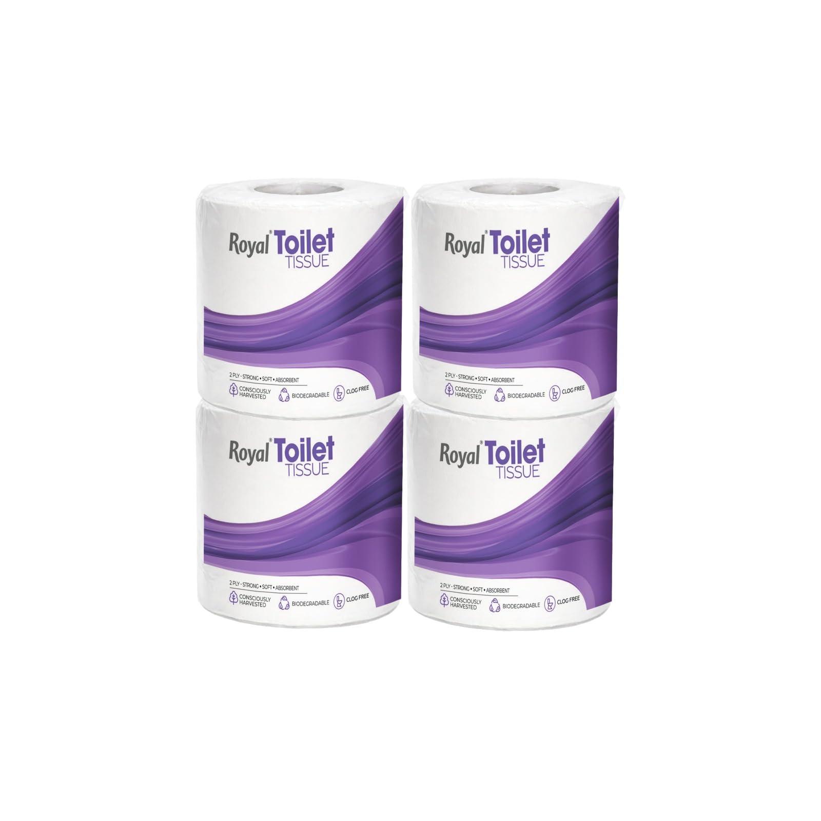 Royal Toilet Tissue Paper Roll | 800 Pulls (200 x 4 Rolls) | Tissue Paper Roll, Toilet Paper Roll 2-Ply Soft & Strong Bathroom Tissue | Highly Absorbent & Hygienic Toilet Paper