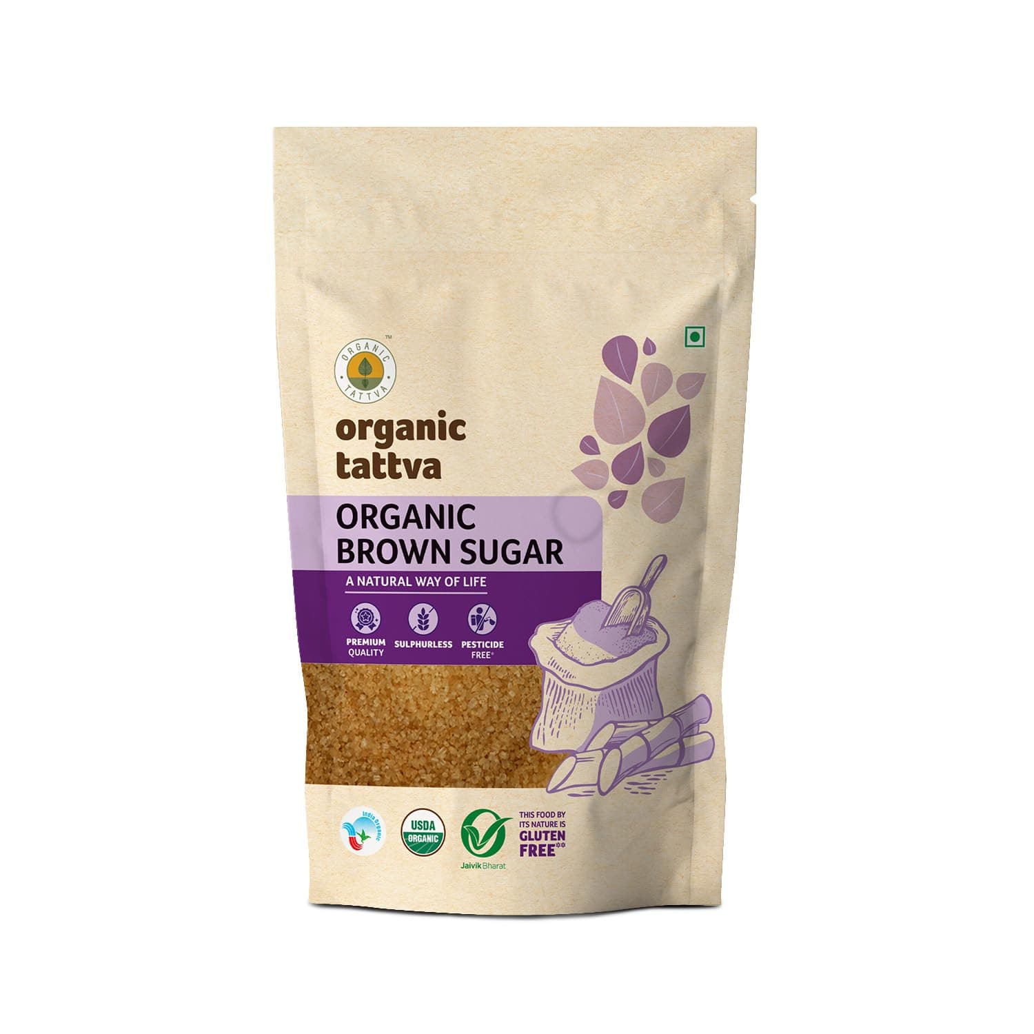 Organic Tattva Brown Sugar 1kg | USDA Certified Natural Brown Sugar for Healthy Sweetening | Organically Processed from Fresh Sugarcane