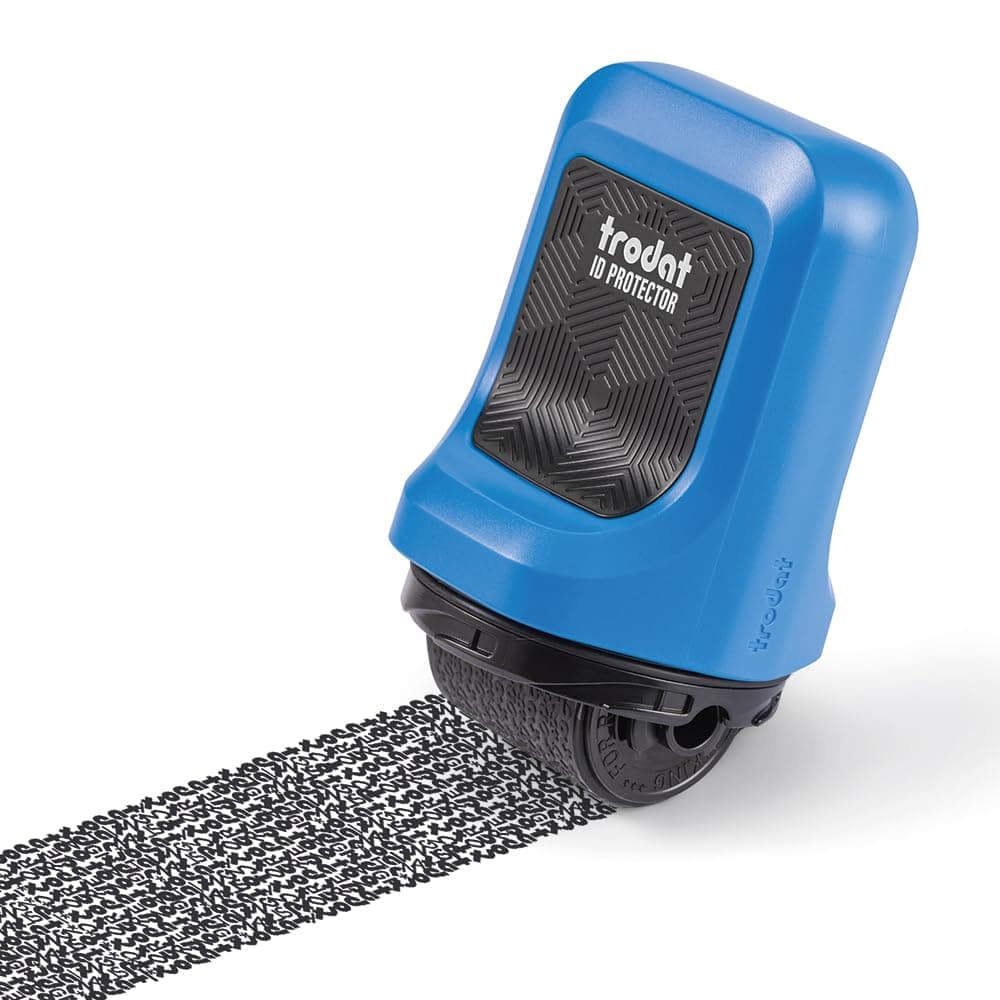 Trodat Identity Theft Protection Roller Stamp – Wide 1.0 Inch Coverage – Refillable Privacy Blocker for Labels, Documents – Anti-Fraud Ink Roller for Secure Information Concealment