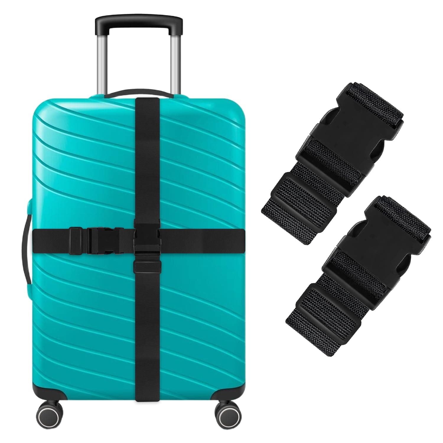 Storite Pack of 2 Luggage Strap for Suitcase & Trolley Bag (Black)