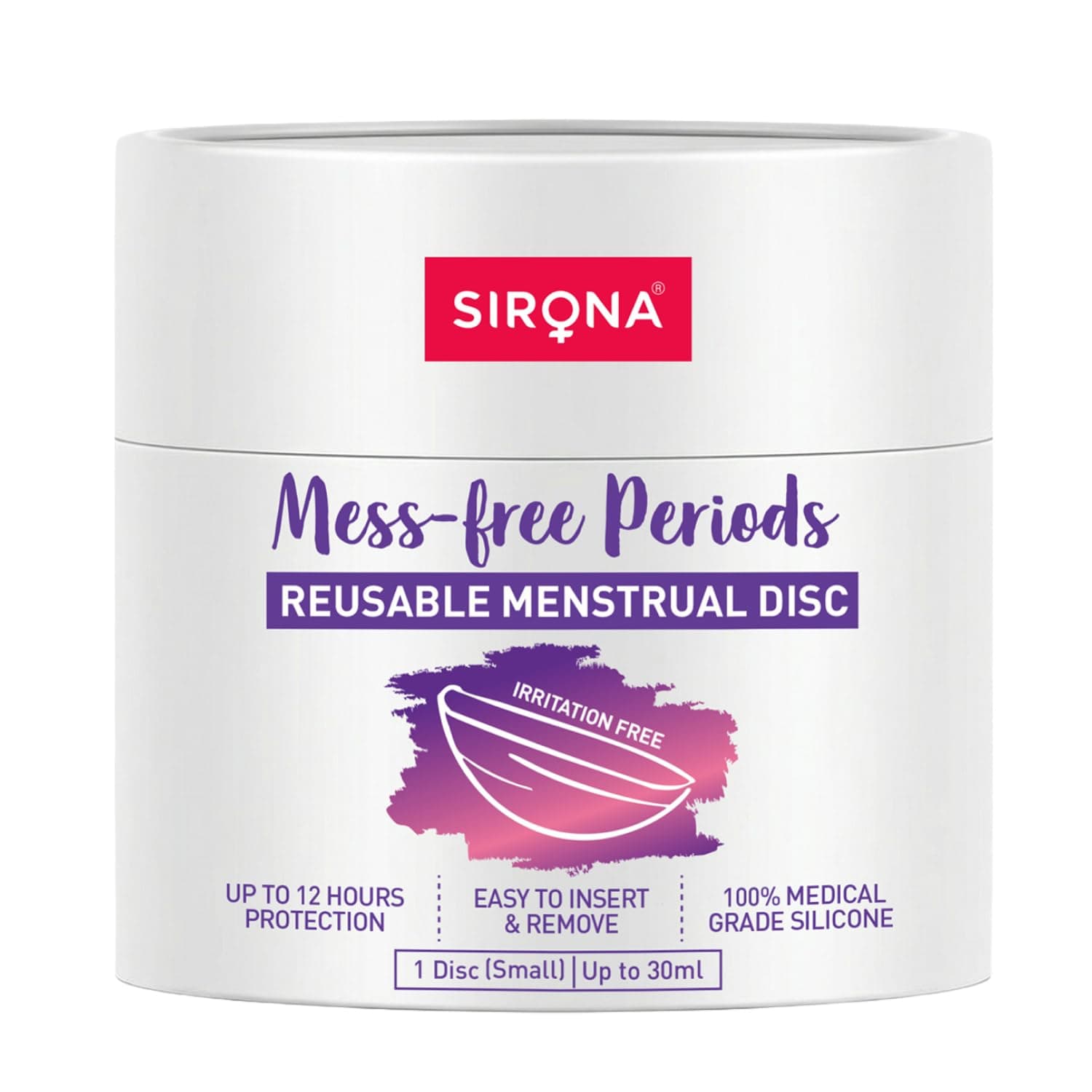 Sirona Reusable Menstrual Cup Disc for Women - Small | Made with 100% Medical Grade Silicone | Odour, Rash & Itch-Free Period | Leak-Proof Protection for 8-10 Hours | Non Toxic & Phthalate Free