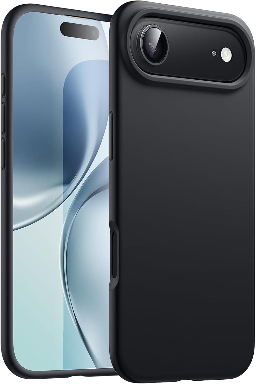 DIZORO Compatible with (iPhone 17 Air Case)(2025), Liquid Silicone 3 Layers Full Covered Soft Gel Rubber Phone Case,Shockproof Protective Cover with Anti-Scratch Microfiber Lining-Black