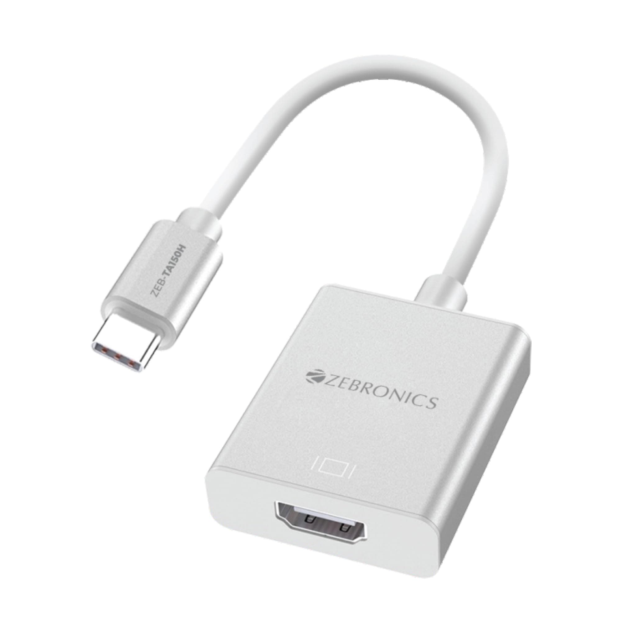 ZEBRONICS TA150H Type C to HDMI Converter, HDMI 4K, 15cm Cable, Compatible with MacBook | Samsung DeX | Windows Laptop, Elegant Matte Aluminium Design