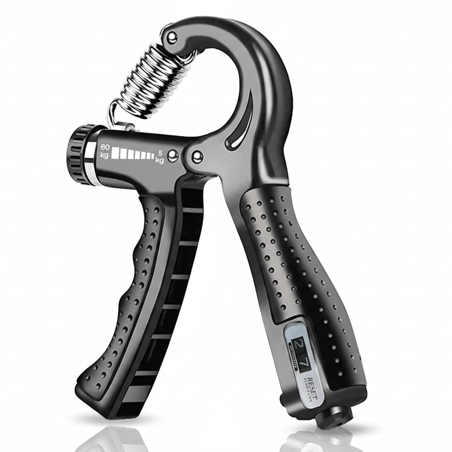 Bodyband Adjustable Hand Grip Strengthener Hand Gripper With Counter for Men & Women for Gym Workout Hands Exercise Equipment to Use in Home for Forearm, Finger Exercise Power Gripper - 60kg Black