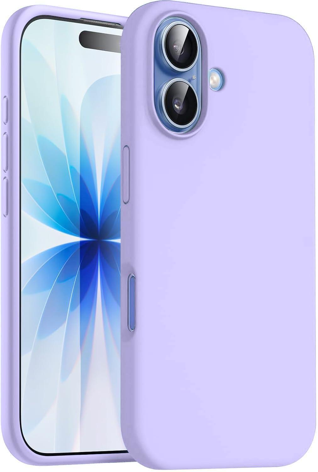 DIZORO Compatible with iPhone 17 Case 6.3, Slim Liquid Silicone 3 Layers Full Covered Soft Gel Rubber Phone Cases Protective Back Cover 6.3 Inch - Purple