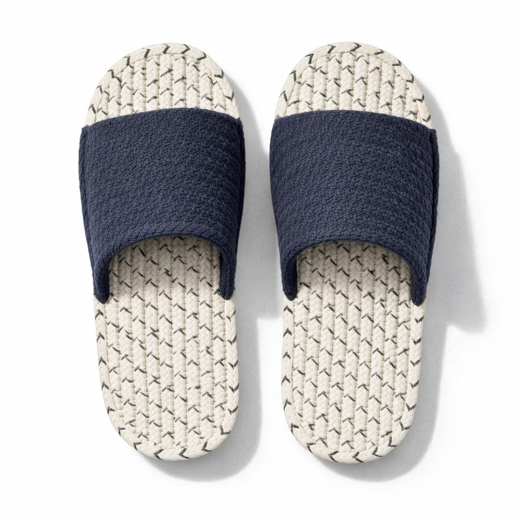 Sohum® Open Toe Cotton Braided Slippers for Men & Women 1 Pair | Ultra-Soft, Lightweight & Breathable| Handmade Unisex Flip Flops – (Blue Melange),Size-M