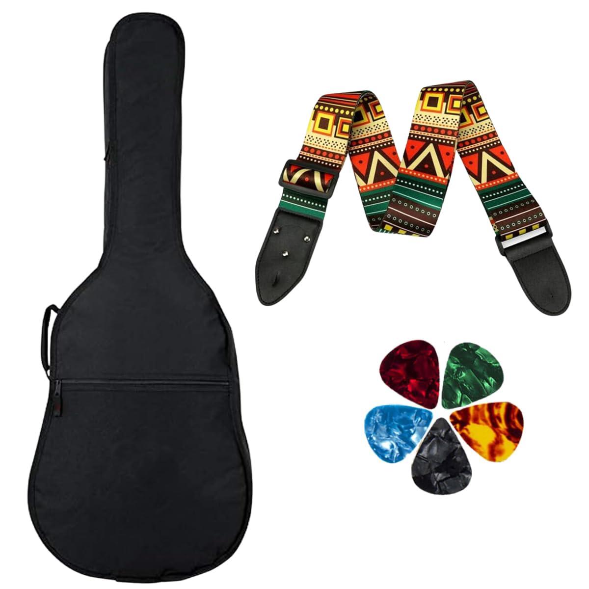 DEVICE OF URBAN INFOTECH Nylon Guitar Bag with Guitar Strap Belt & Guitar Picks for 38, 39, 40, 41 inch Guitar Cover Gig Bag for Yamaha/Pacifica/Juarez/Fender & All Acoustic Guitar Bag, Black