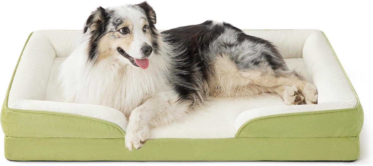 Cutepups Orthopedic Dog Bed Comfortable Dog Mattress for Sleeping, Washable pet Bed for Dogs (Lint/Cream, XXL)