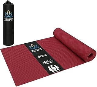 Yoga Mat for Women & Men | High Density TPE Yoga Mat with 6mm Cushion | Non-Toxic, Sweat-Resistant & Double Sided Anti-Slip Exercise Mat | Lightweight & Portable with Carry Bag (Maroon)