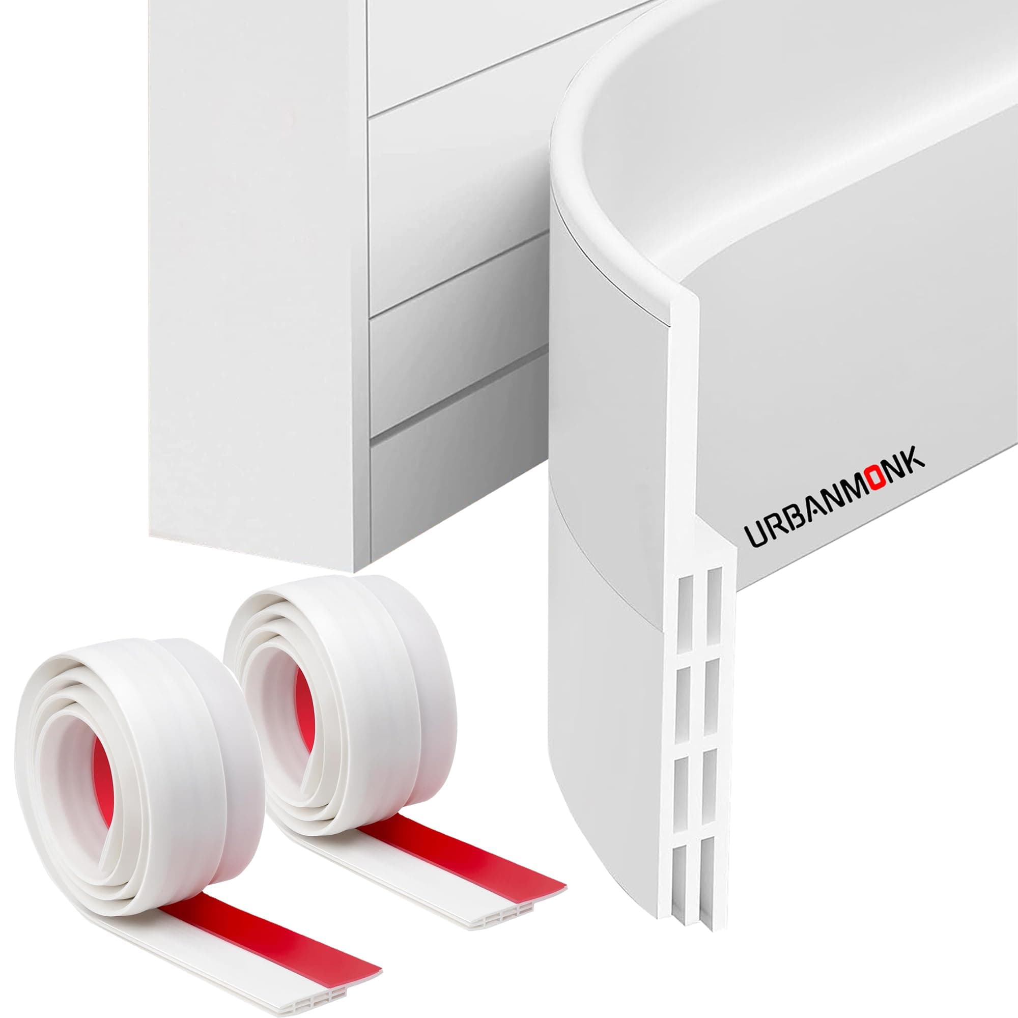 URBANMONK 2-Pack 39 Inch Silicon Door Bottom Sealing Strip | Self Adhesive Door Gap Filler Rubber | Bottom Sealing Strip Guard | Protector from Cockroach, Insect, Bugs, Air & Dust | White