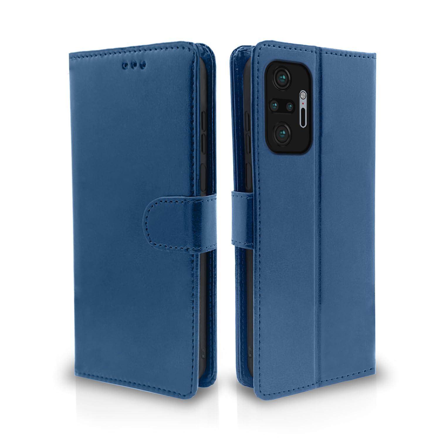 Pikkme Redmi Note 10 Pro Max Leather Magnetic Flip Wallet Case Cover for Redmi Note 10 Pro Max (Blue)