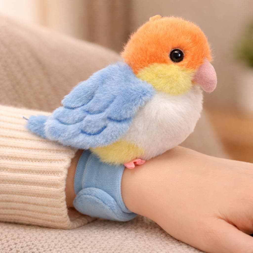 Babique Plush Bird Wristband Toy for Kids | Soft Stuffed Animal Slap Band Bracelet | Cute Baby Soft Toy Wrap Wristband for Boys & Girls | Mini Colorful Plush Gift for Kids