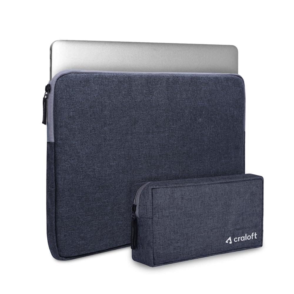 Craloft 14 Inch Laptop Sleeve Cover Bag with Charger Pouch – Water-Resistant Case for MacBook, Dell, HP, Lenovo – Ideal for Office & Travel Use