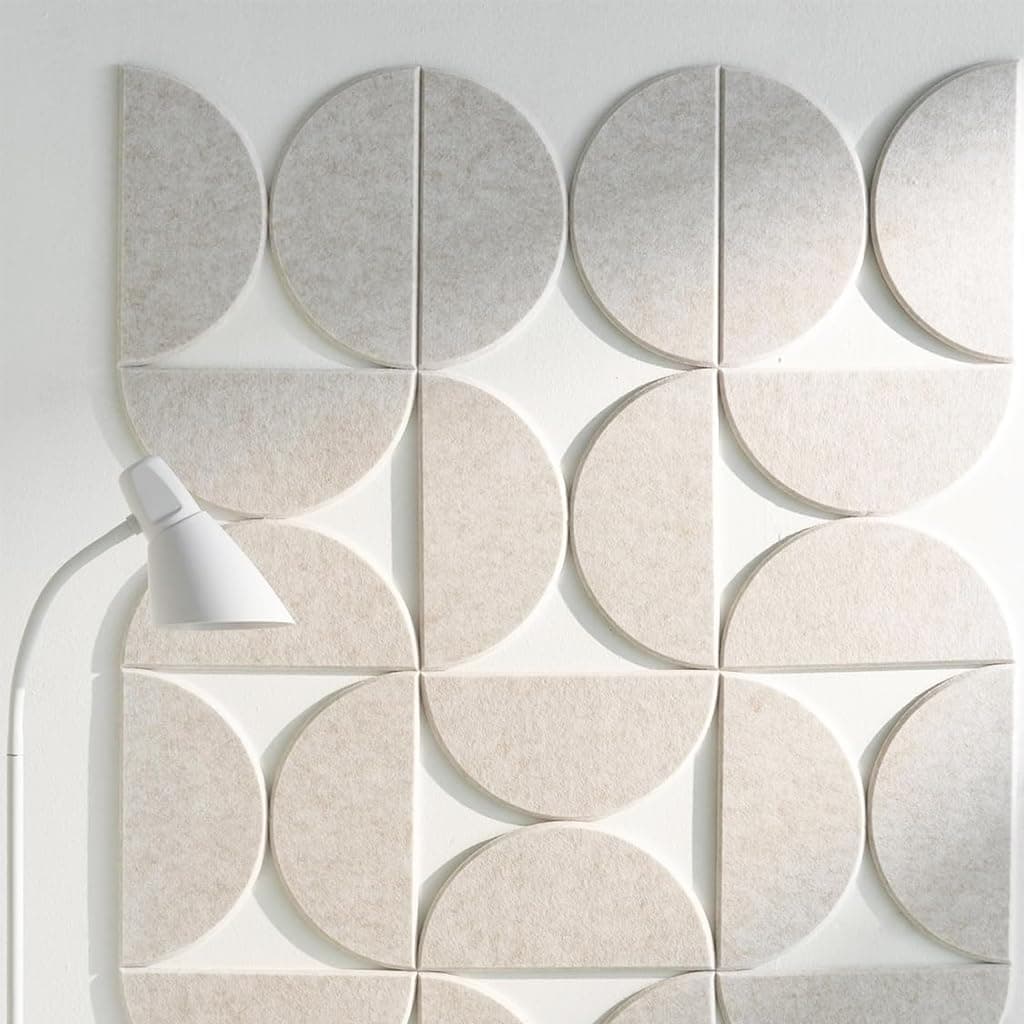 Climberty® 24Pcs Self-Adhesive Felt Bulletin Boards with 50 Push Pins, Semi-Circular Acoustic Wall Panels for Notice, Message & Home Office Decor (Light Camel-Khaki)