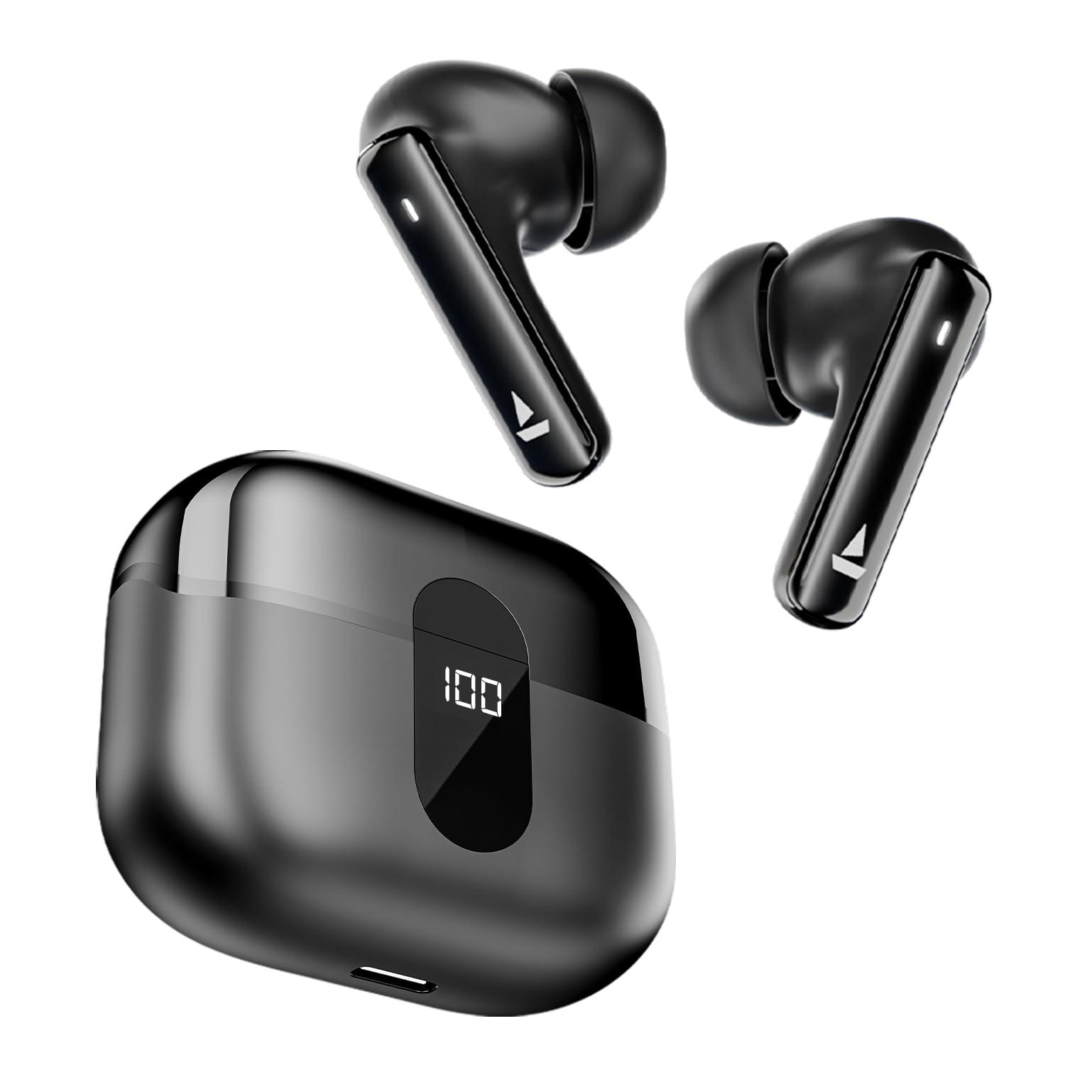boAt Airdopes 121 Pro Plus,100H Battery,4Mics ENx,Low Latency,Fast Charge, LED Display, App Support, Bluetooth in Ear Earbuds, TWS Ear Buds Wireless Earphones with mic (Black)