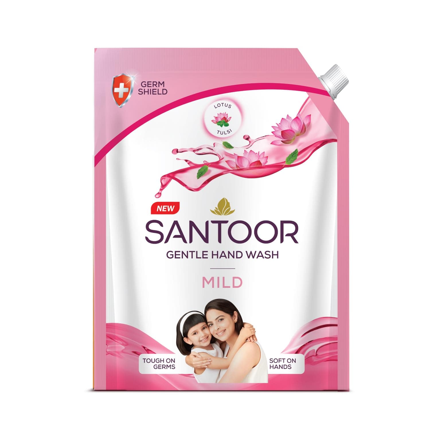 Santoor Mild Gentle Hand Wash 1200ml with Goodness of Lotus & Tulsi| Rich Lathering Formula with Anti-Bacterial Properties| Soft on Hands| Soothes & Hydrates Skin