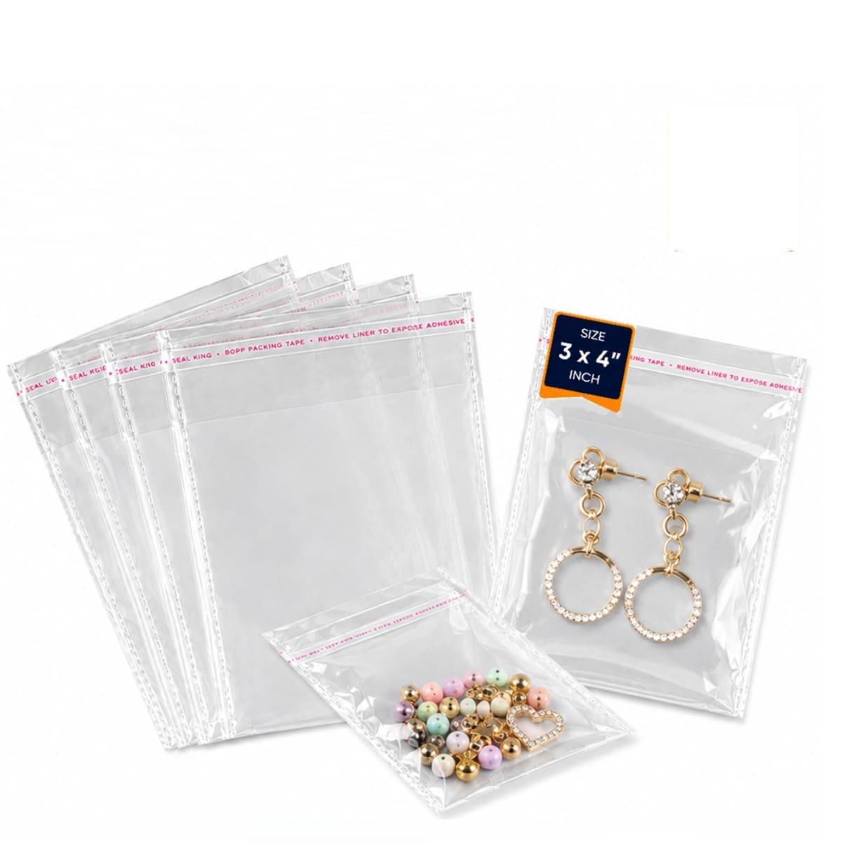 SECUREMENT Plastic Transparent Poly Bags 3 × 4 Inch | Clear Packaging Bags for Jewellery, Earrings, Small Accessories & Gift Packing