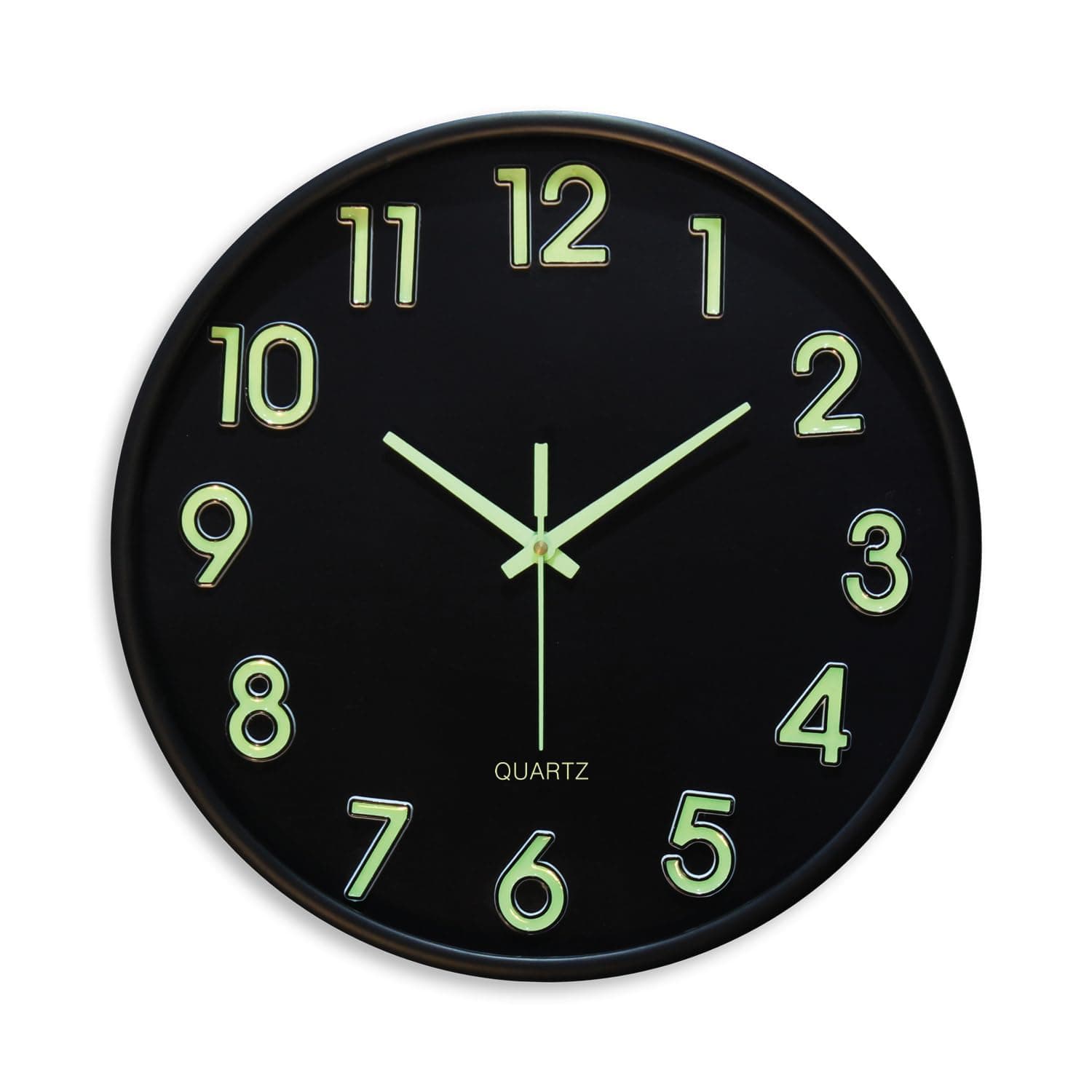 Amazon Brand- Solimo 12-Inch Analog Wall Clock – Luminous Night Glow-in-the-Dark Design, Radium Dial, Silent Non-Ticking Sweep
