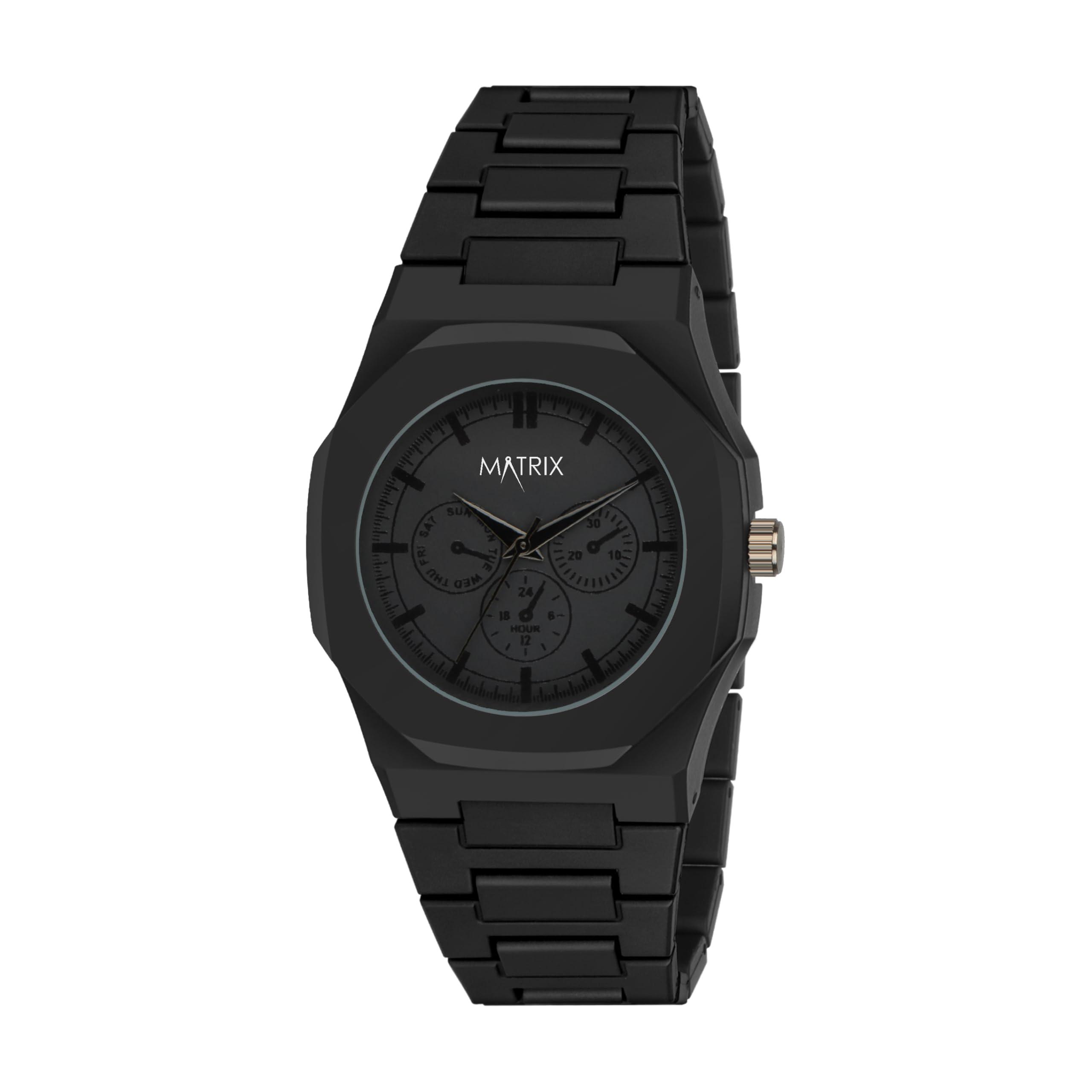 Matrix Arabian | Aura Dial & Polycarbonate Strap Analog Watch for Men & Boys (Black) (Black-Numbers)
