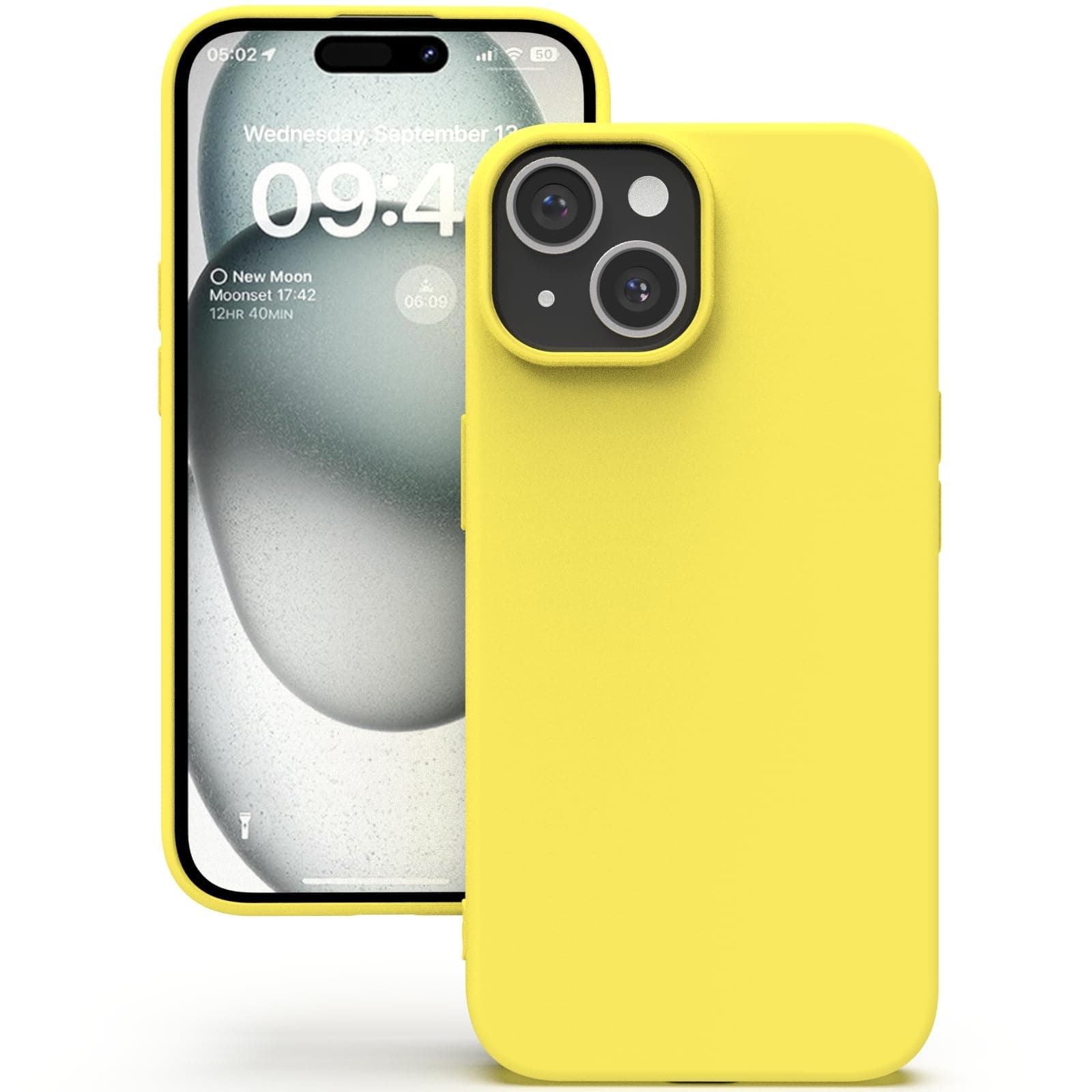 YATWIN Silicone Back Case for iPhone 15, Soft-Touch Phone Back Cover for Apple iPhone 15 - Yellow