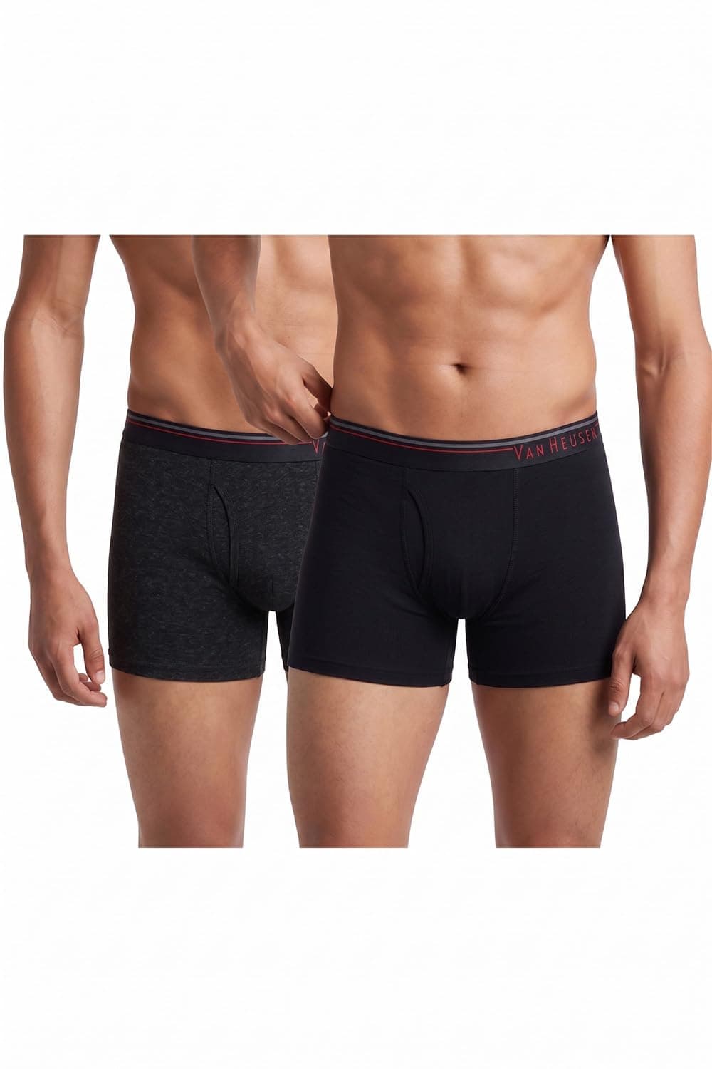 Van Heusen Men Boxer Briefs - 100% Combed Cotton - Pack of 2 - Anti Bacterial, Colour Fresh, Quick Dry_10032_Anthra Mel, Pure Black_M