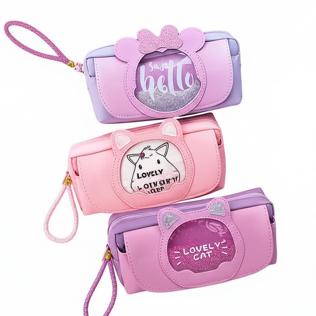 Supreme Deals Umadiya® Branded Eva Velcro Pencil Case Large Capacity Pencil Bag with Zipper Closure Portable Makeup Pouch, Case Cute Stationery Bag for Students Girls Adults Office (Pack of 1)